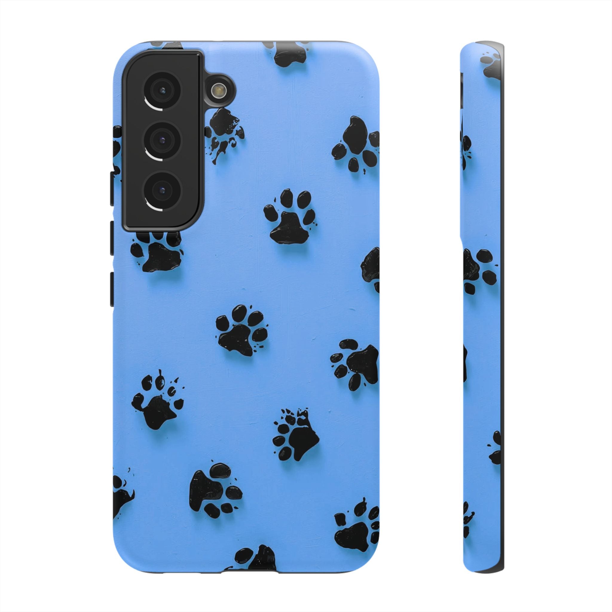 Blue Paw Print Tough Samsung Galaxy Case — Protective Dog & Cat Lover Cover