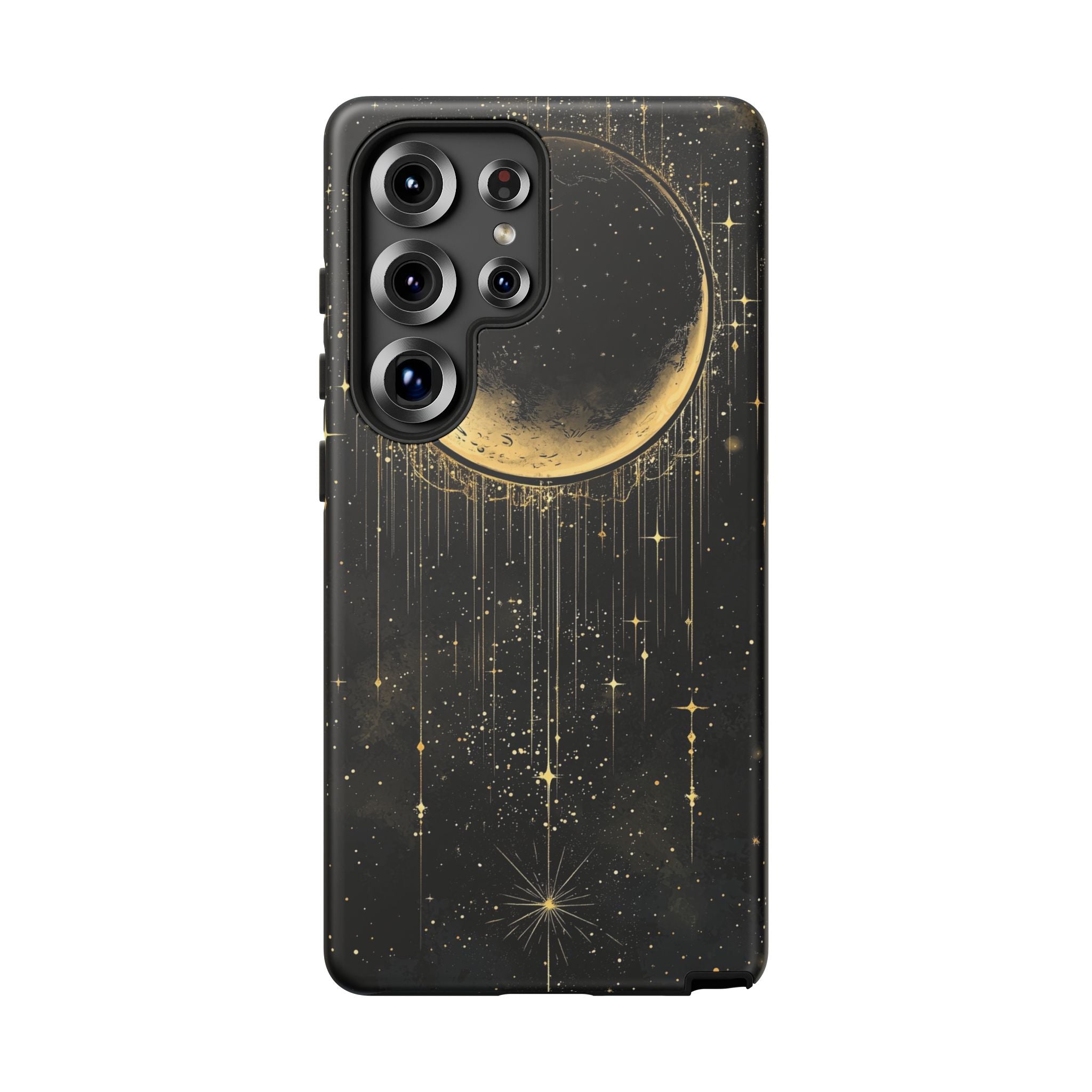 Moonlit Crescent Tough Samsung Galaxy Case | Gold Stars Night Sky