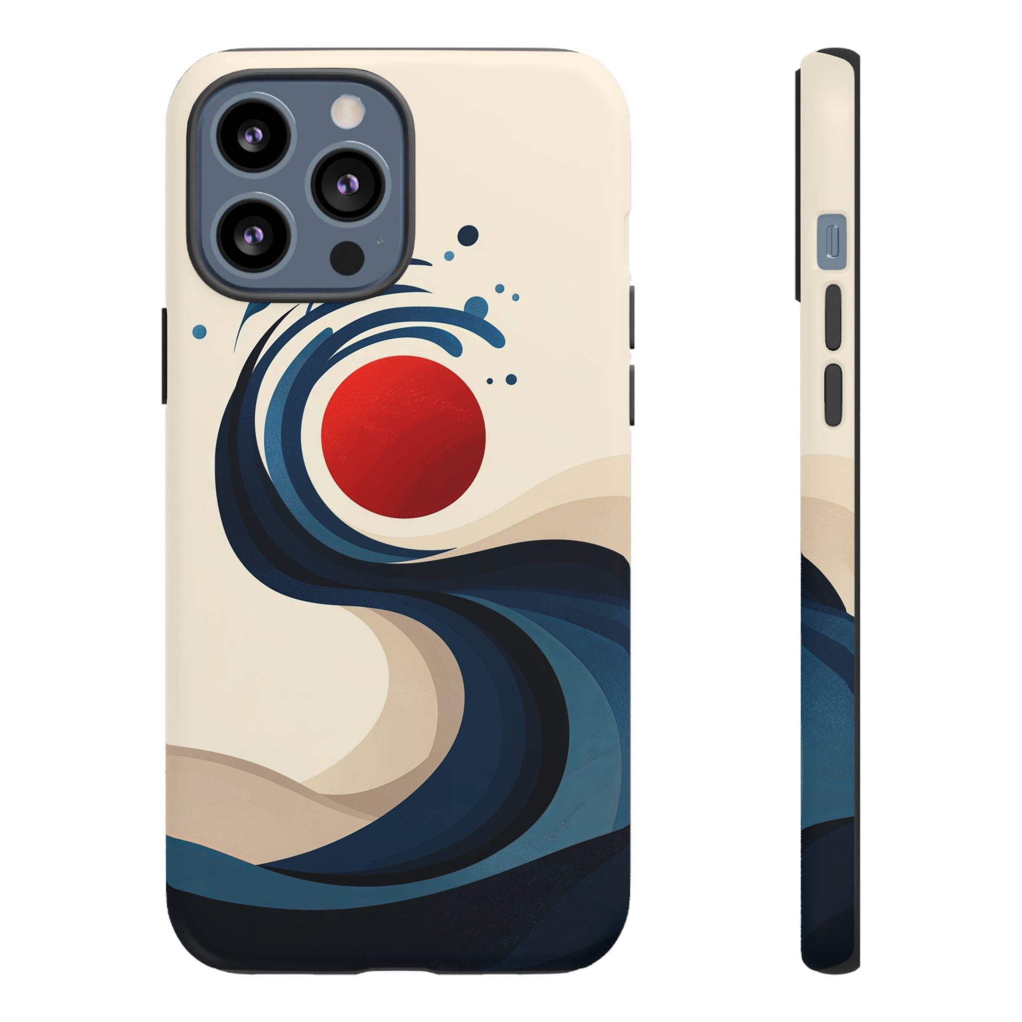 Abstract Wave iPhone Case | Red Sun Ocean Art