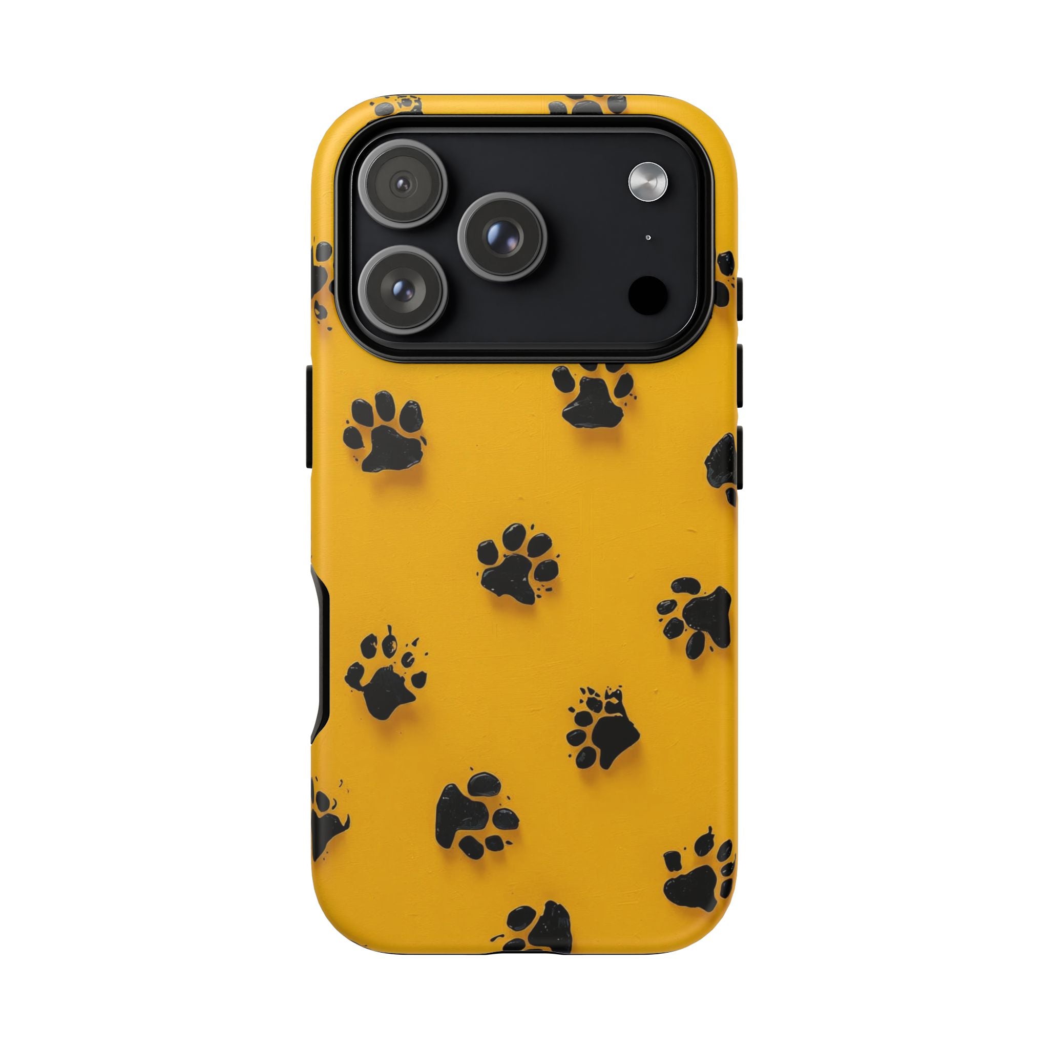 Yellow Paw Print Tough iPhone Case — Protective Dog & Cat Lover Cover