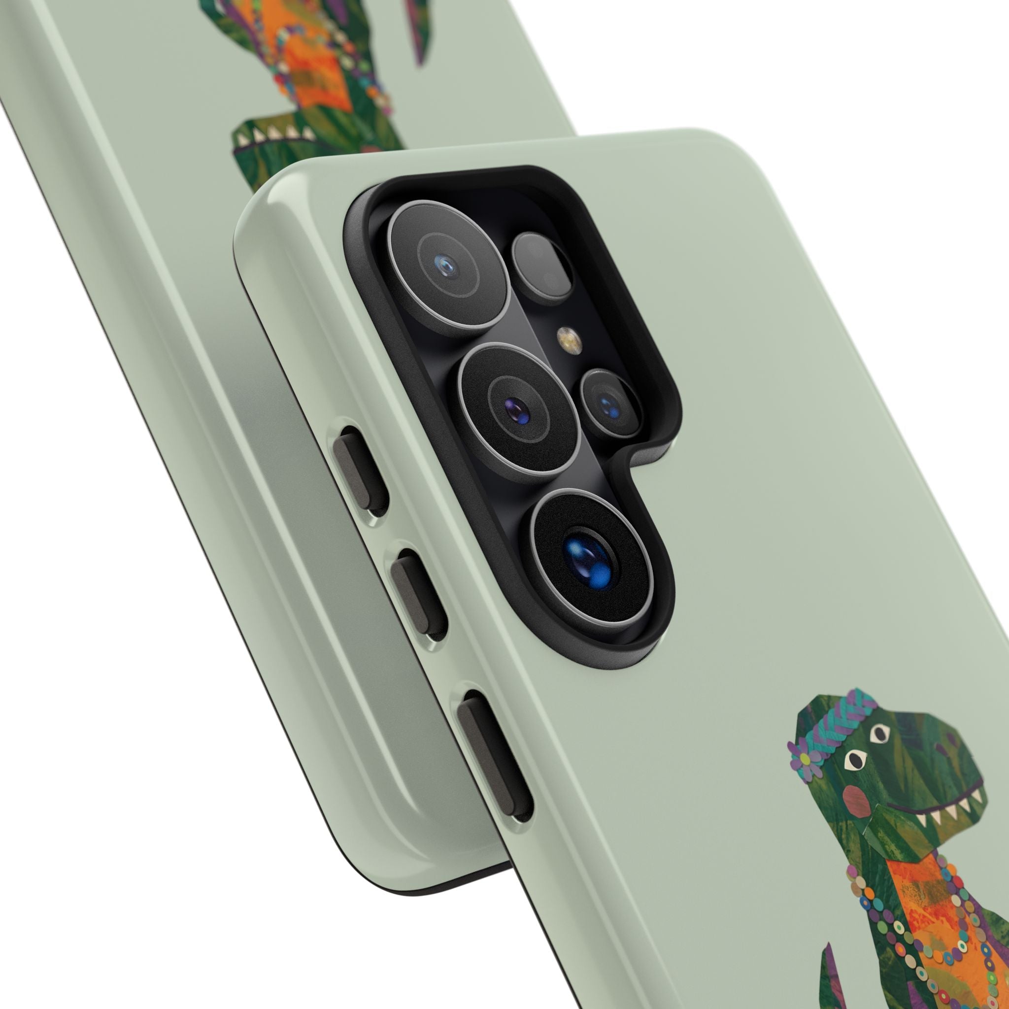 Funny T Rex Tough Samsung Galaxy Phone Case | Sage Green Inner Peace Dinosaur Cover