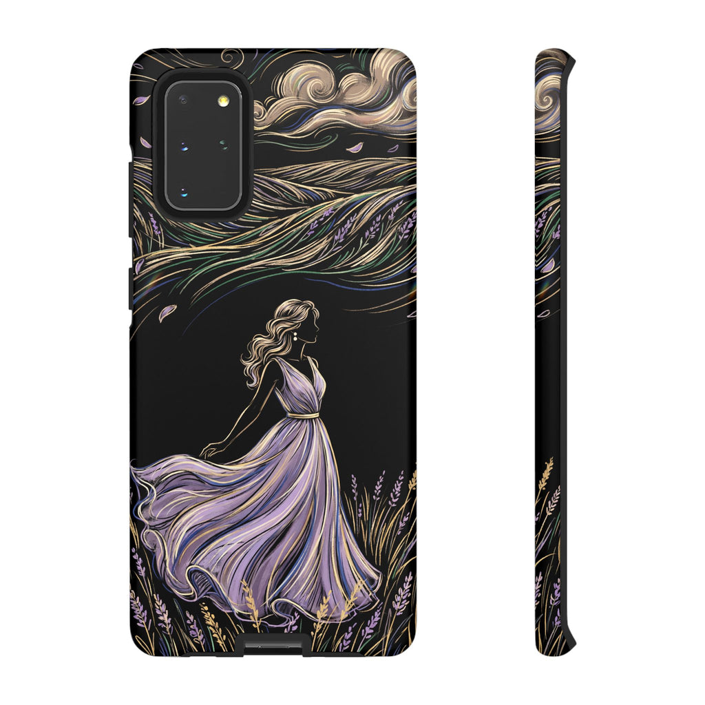 Cover per telefono Samsung Galaxy Lavander Breeze | Elegante protezione floreale con donna danzante