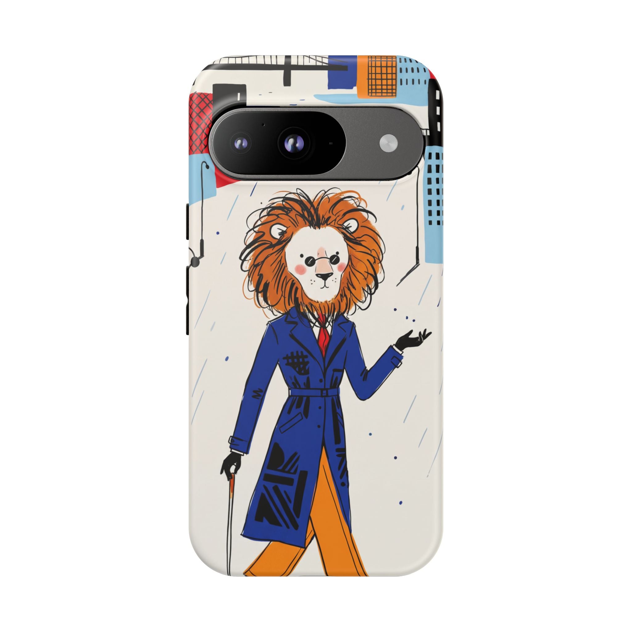 Lion Gentleman Google Pixel Phone Case | Dapper Lion in City Rain