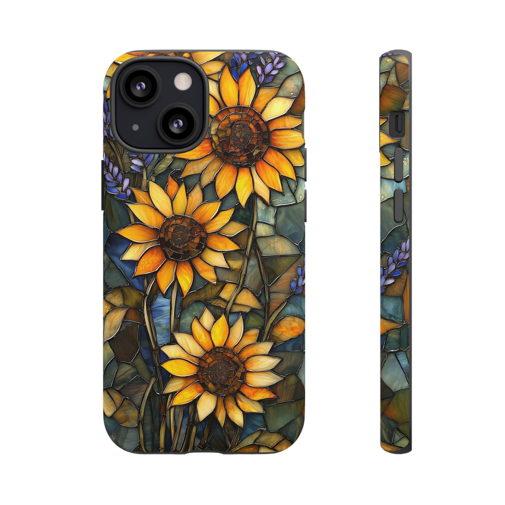Sunflower Stained Glass Tough iPhone Case | Floral Protective Cover
