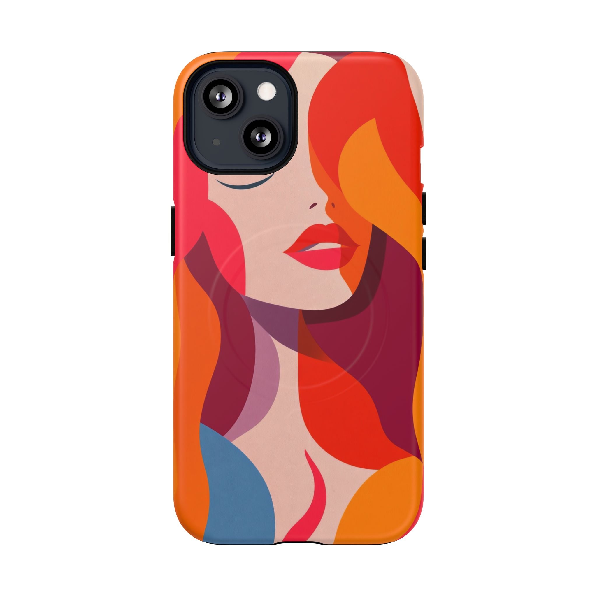 Custodia MagSafe per iPhone con donna pop art retrò | Ritratto astratto colorato e audace
