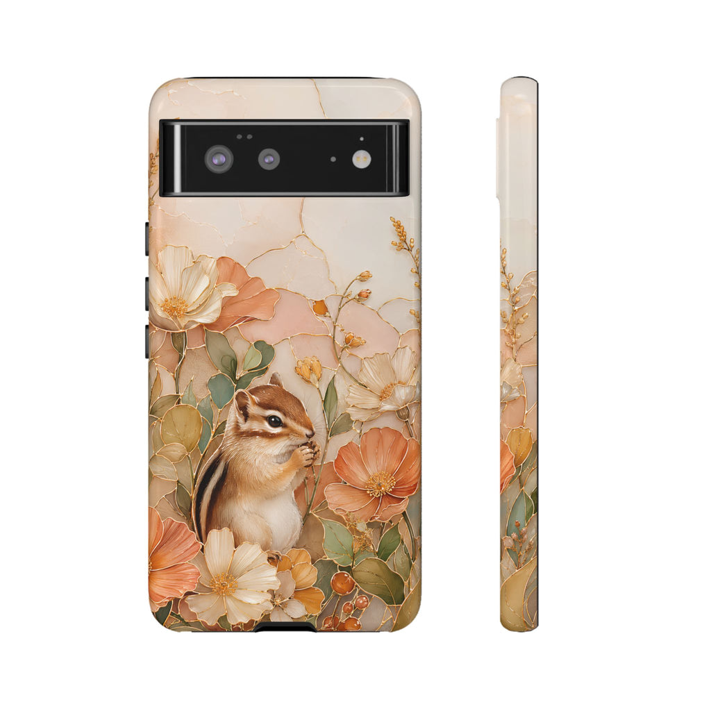 Chipmunk Google Pixel Phone Case | Stained Glass Woodland Animal Case
