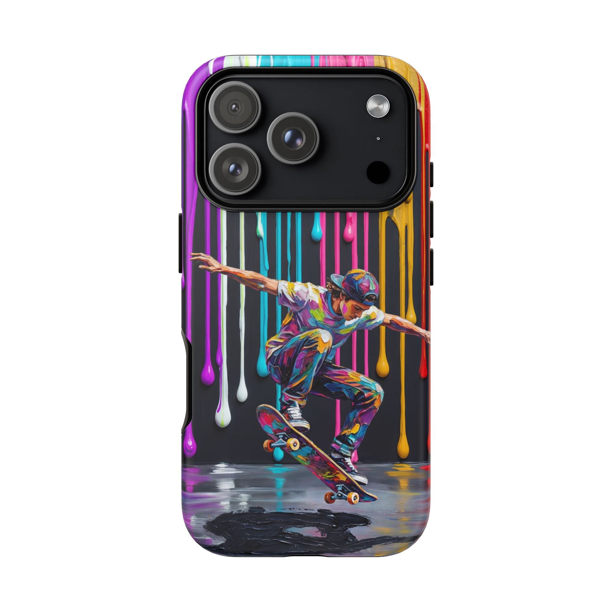 Colourful Drip Art Skateboarder Splash iPhone Case