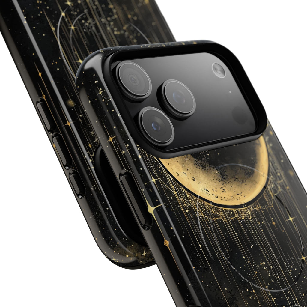 Custodia resistente MagSafe per iPhone Moonlit Crescent | Cielo notturno con stelle dorate