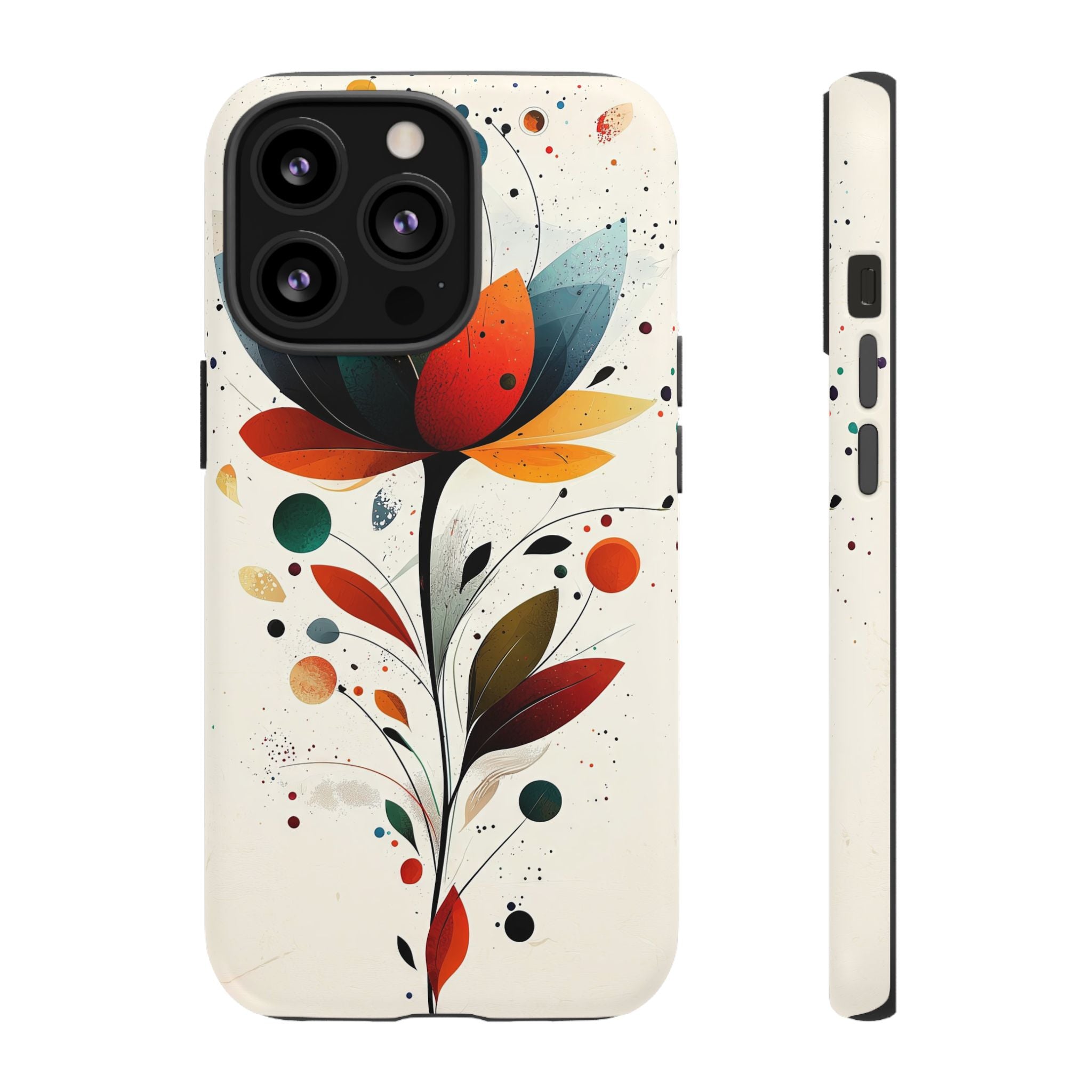 Floral Abstract Tough iPhone Case | Colourful Lotus Art Protective Cover