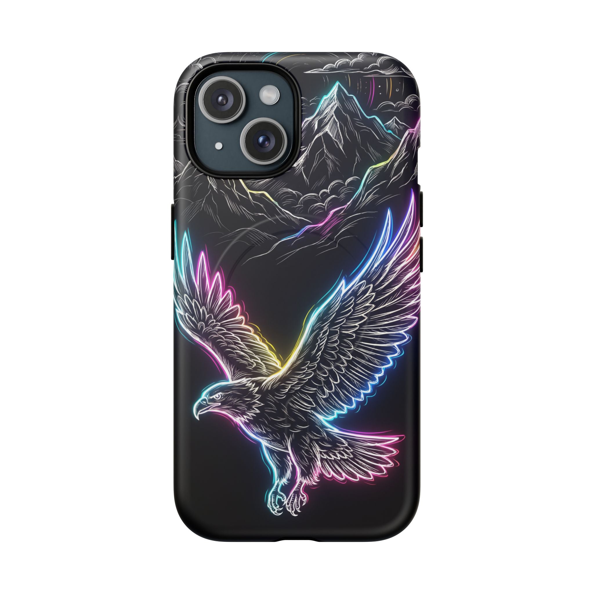 Neon Eagle MagSafe iPhone Case with Mountain Design
