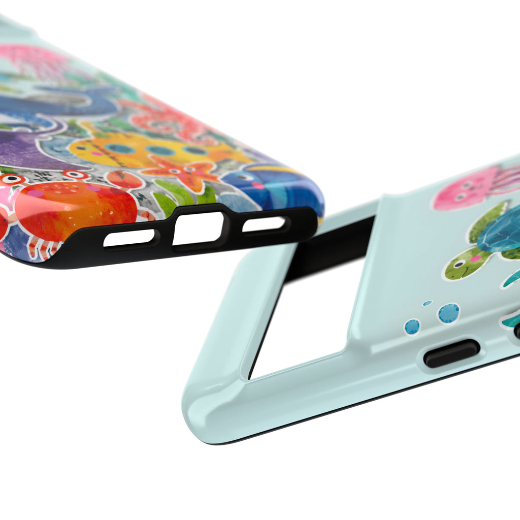 Cute Coastal Ocean Google Pixel Phone Case | Aesthetic Whale Turtle Marine Life Cover