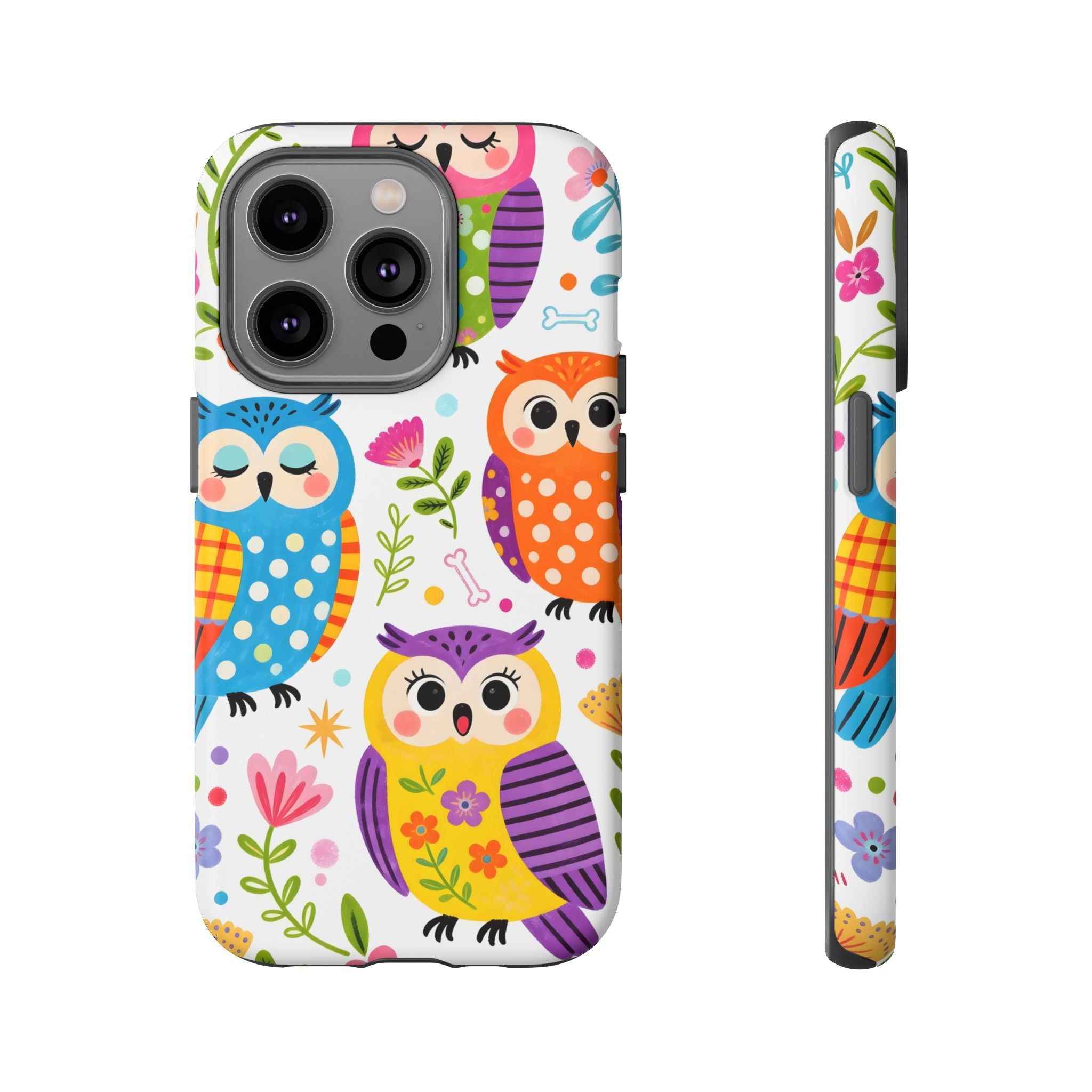 Cute Colorful Owls iPhone Case | Cute Owl Pattern Tough Case
