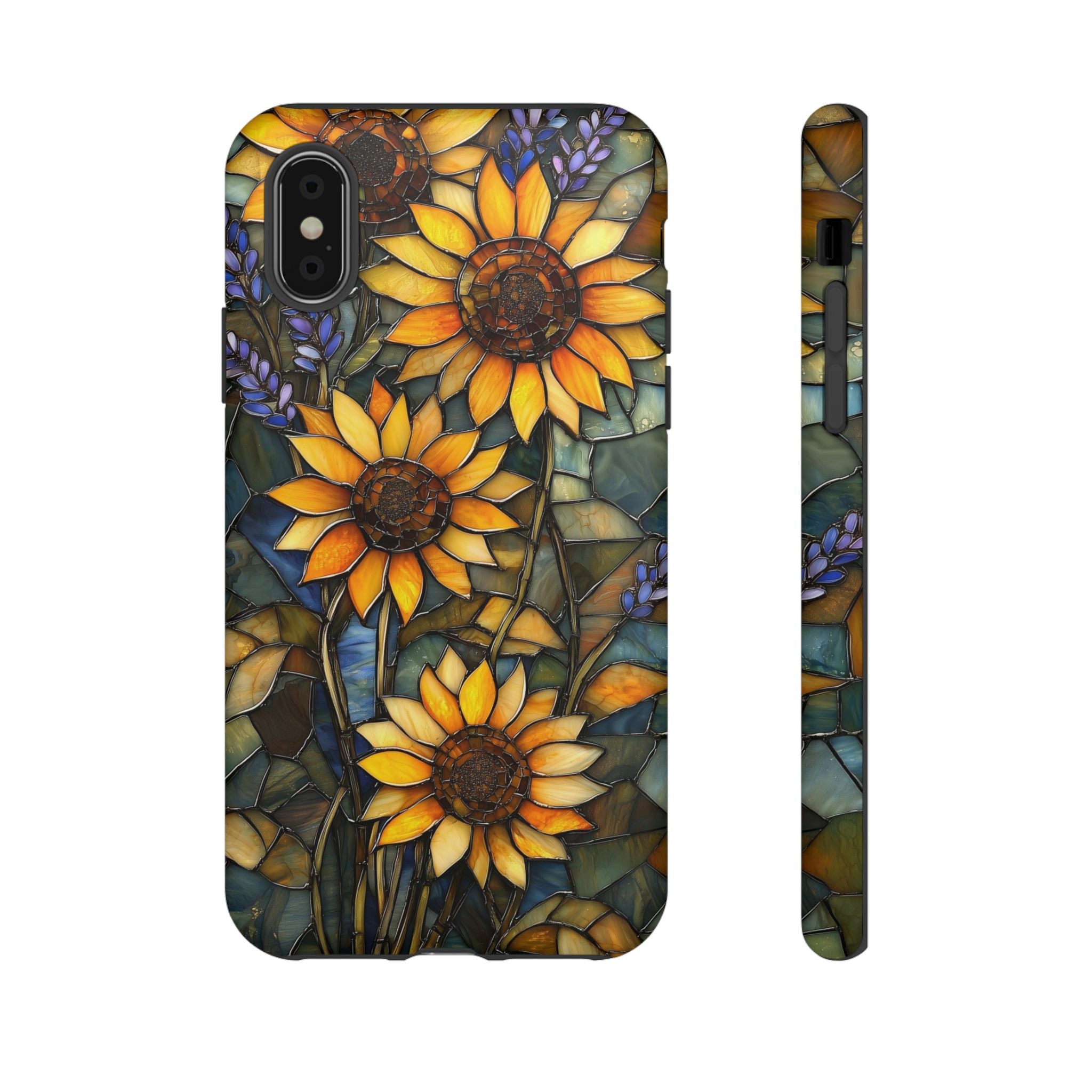 Sunflower Stained Glass Tough iPhone Case | Floral Protective Cover