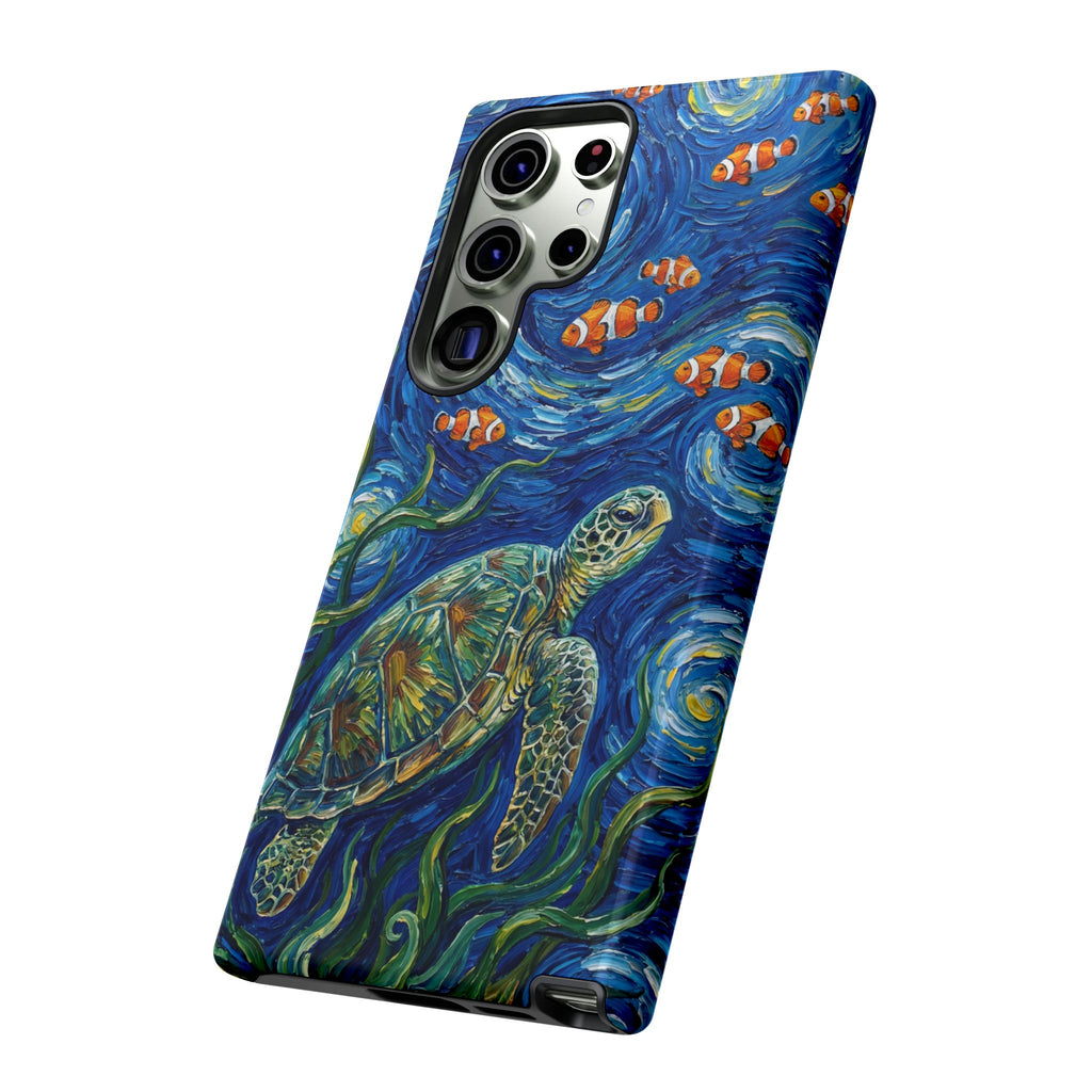 Sea Turtle & Clownfish Tough Samsung Galaxy Case | Van Gogh Style Ocean Art