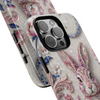 Floral Moon Rabbit Tough iPhone Case | Pink Boho Bunny Protective Cover