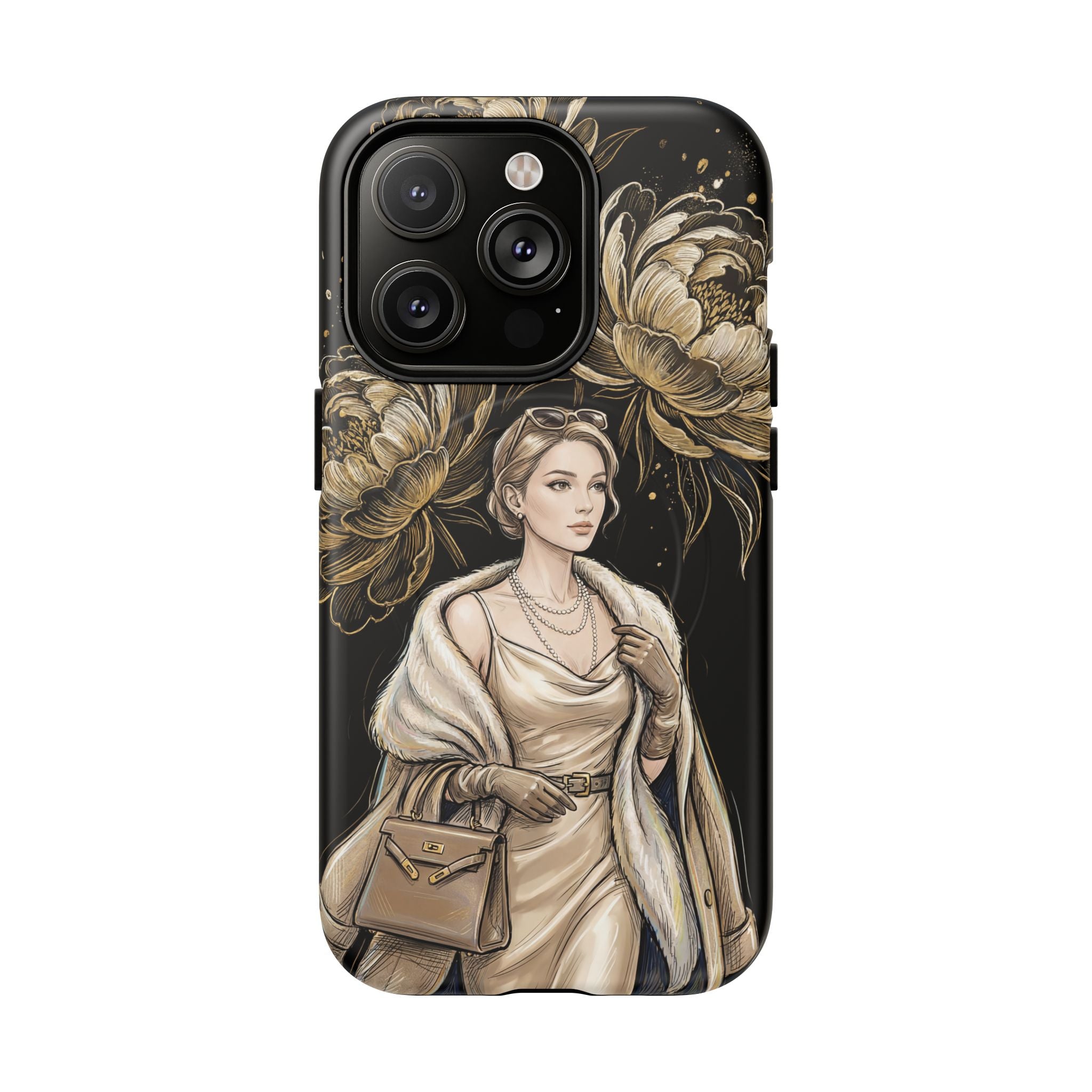 Elegant Vintage Lady Floral MagSafe iPhone Case | Chic Protective Cover for Women