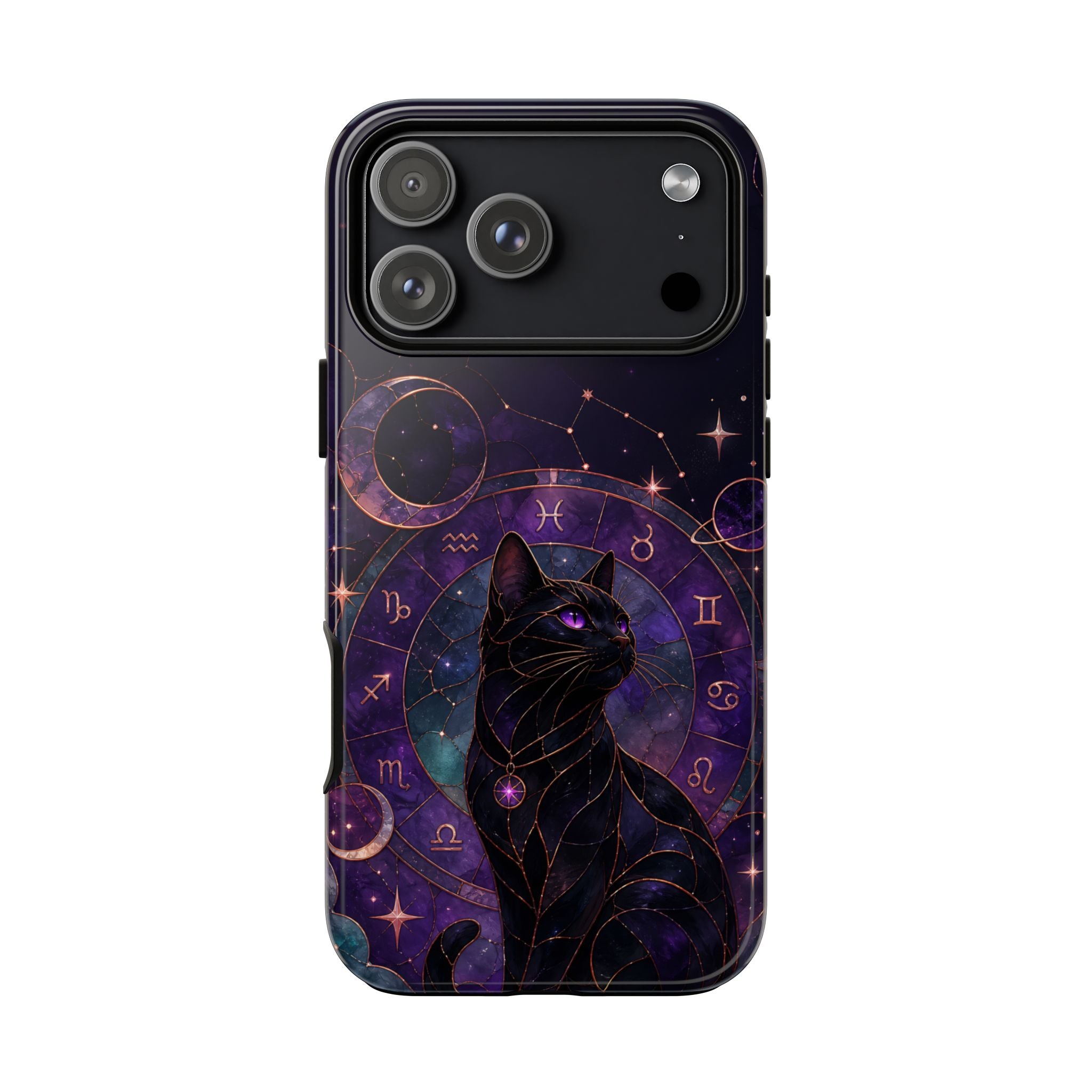 Black Cat Astrology iPhone Case | Zodiac Galaxy iPhone Case