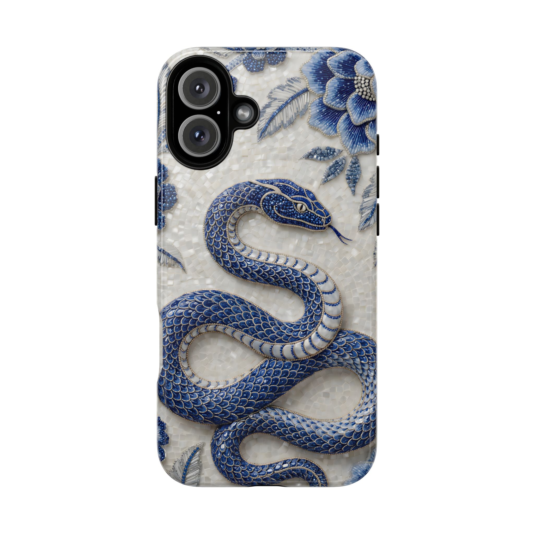 Asian Zodiac Snake iPhone Case | Blue & White Porcelain Slim Shockproof Case | Year of the Snake