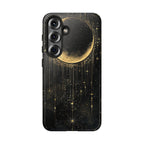 Moonlit Crescent Tough Samsung Galaxy Case | Gold Stars Night Sky