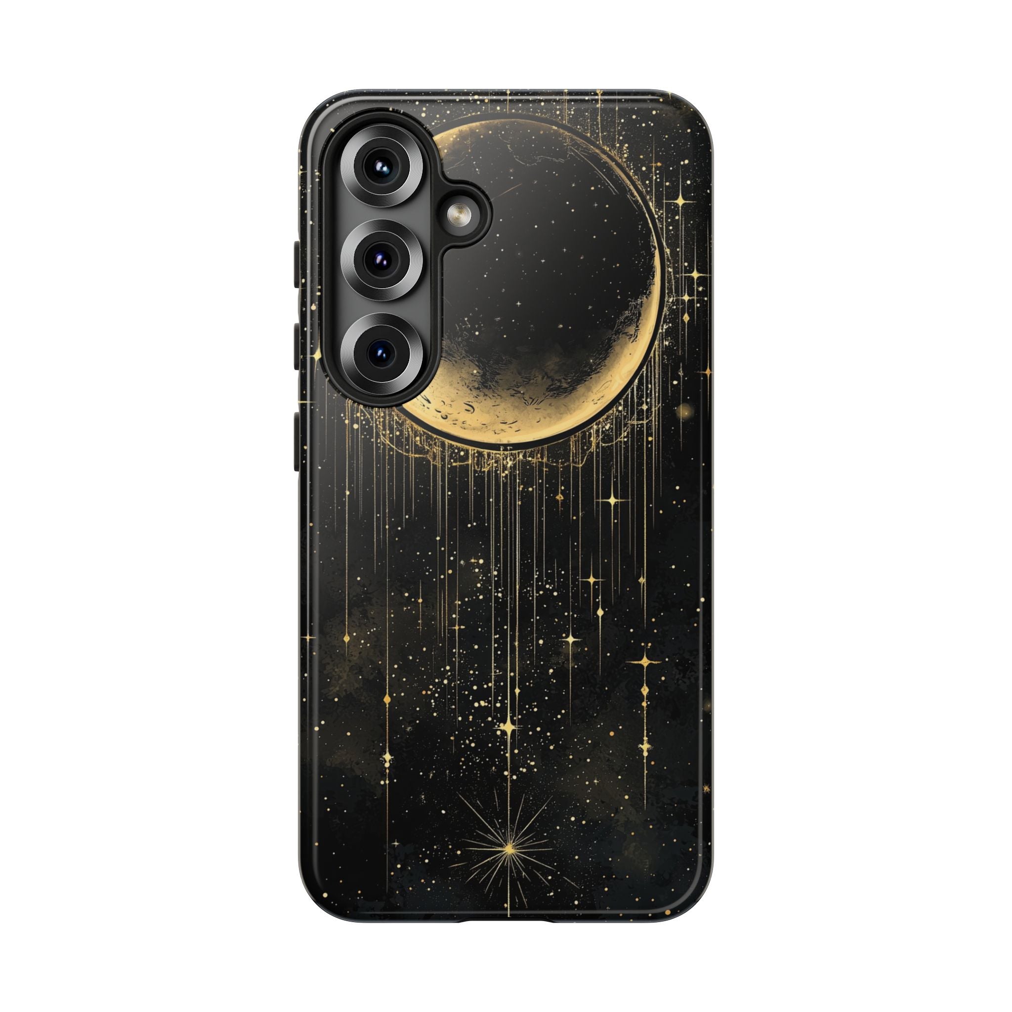 Moonlit Crescent Tough Samsung Galaxy Case | Gold Stars Night Sky
