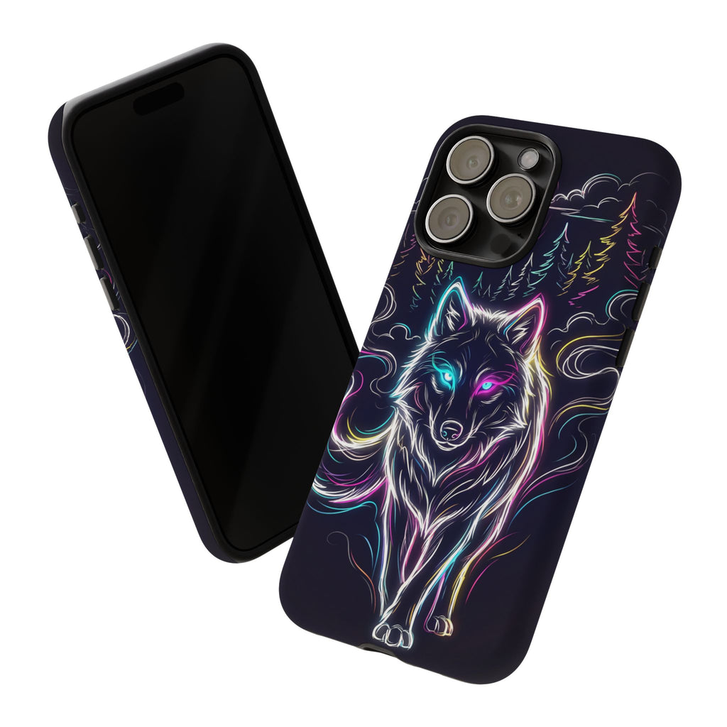 Neon Wolf iPhone Case | Mystic Glow Protective Tough Case