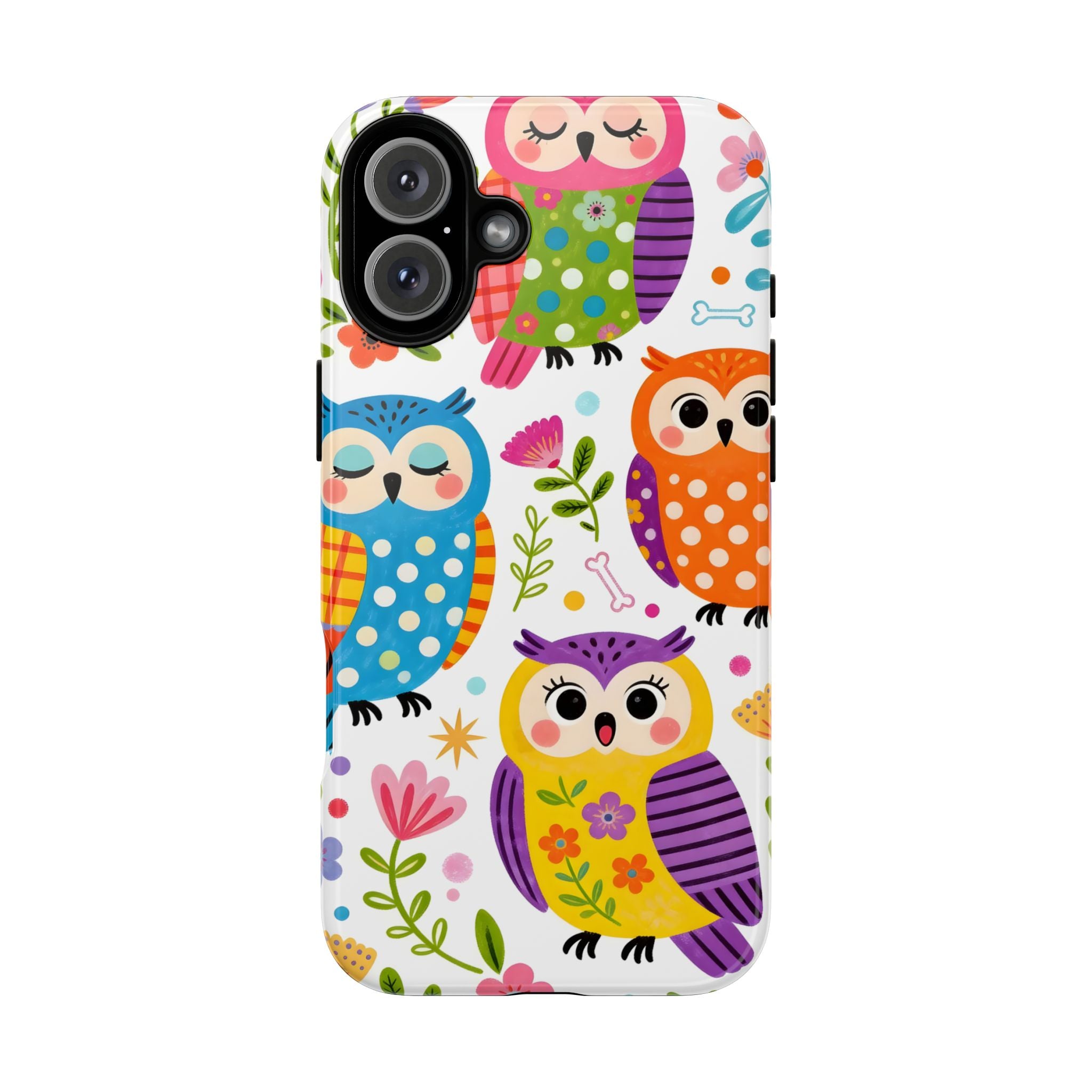 Cute Colorful Owls iPhone Case | Cute Owl Pattern Tough Case