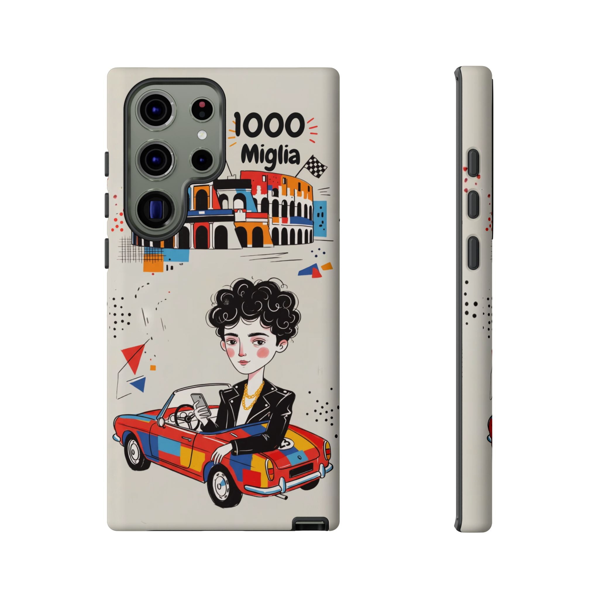 Retro Mille Miglia Car Illustration with Driver Samsung Galaxy Phone Case