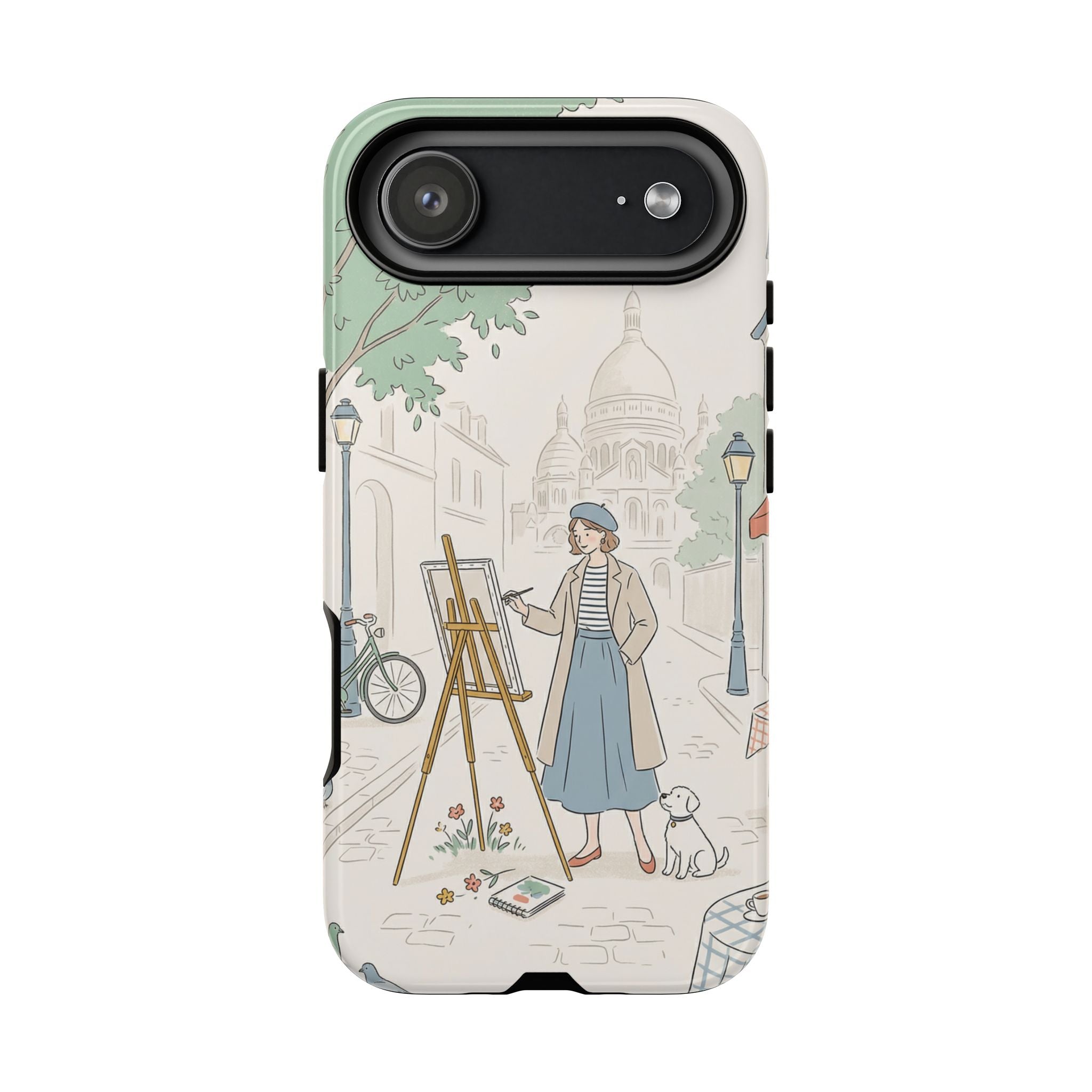 Artist in Paris iPhone Case | Vintage Painter Street Scene Protective Cover