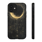 Moonlit Crescent Tough iPhone Case | Gold Stars Night Sky