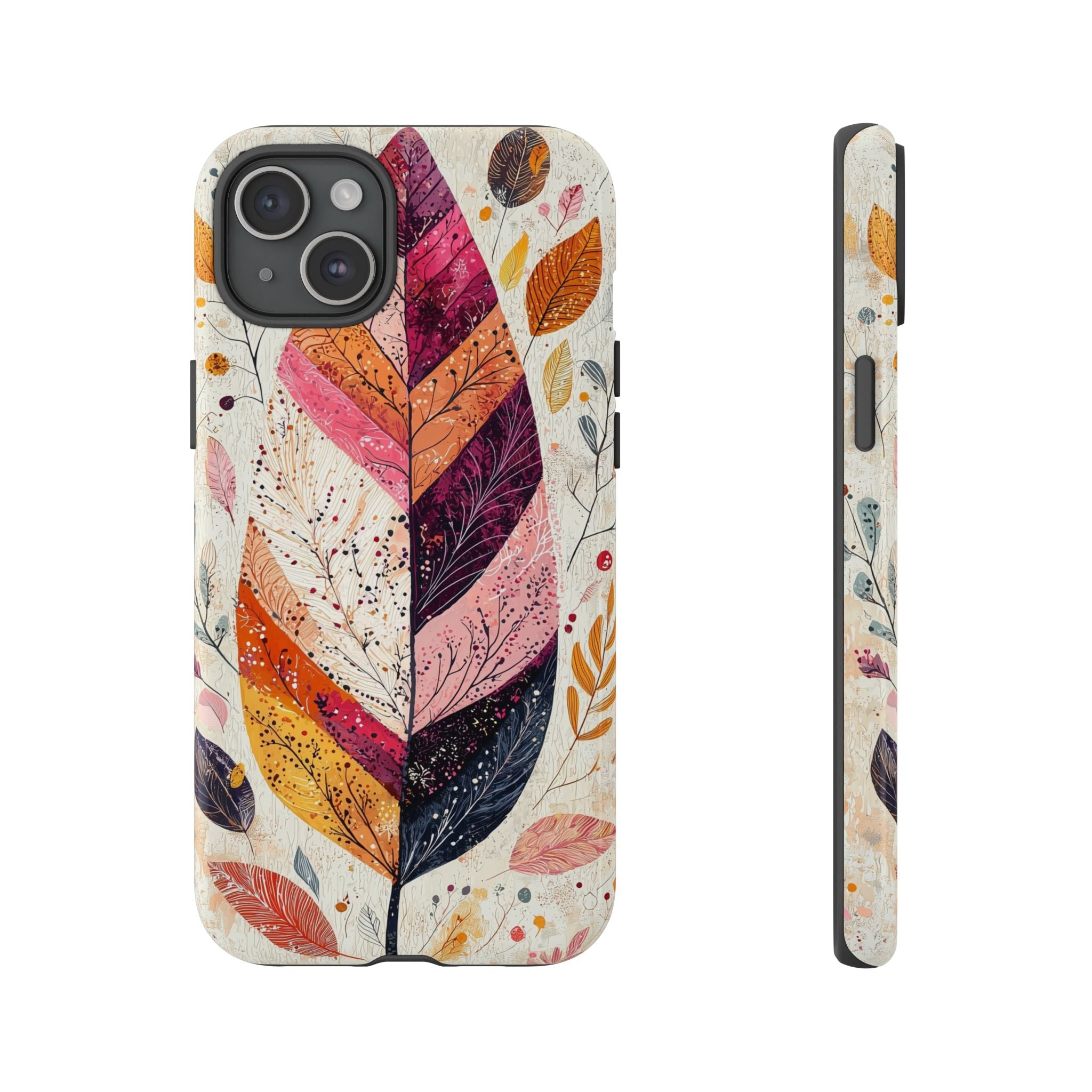 Autumn Leaf Tough iPhone Case | Watercolour Feathered Fall Design