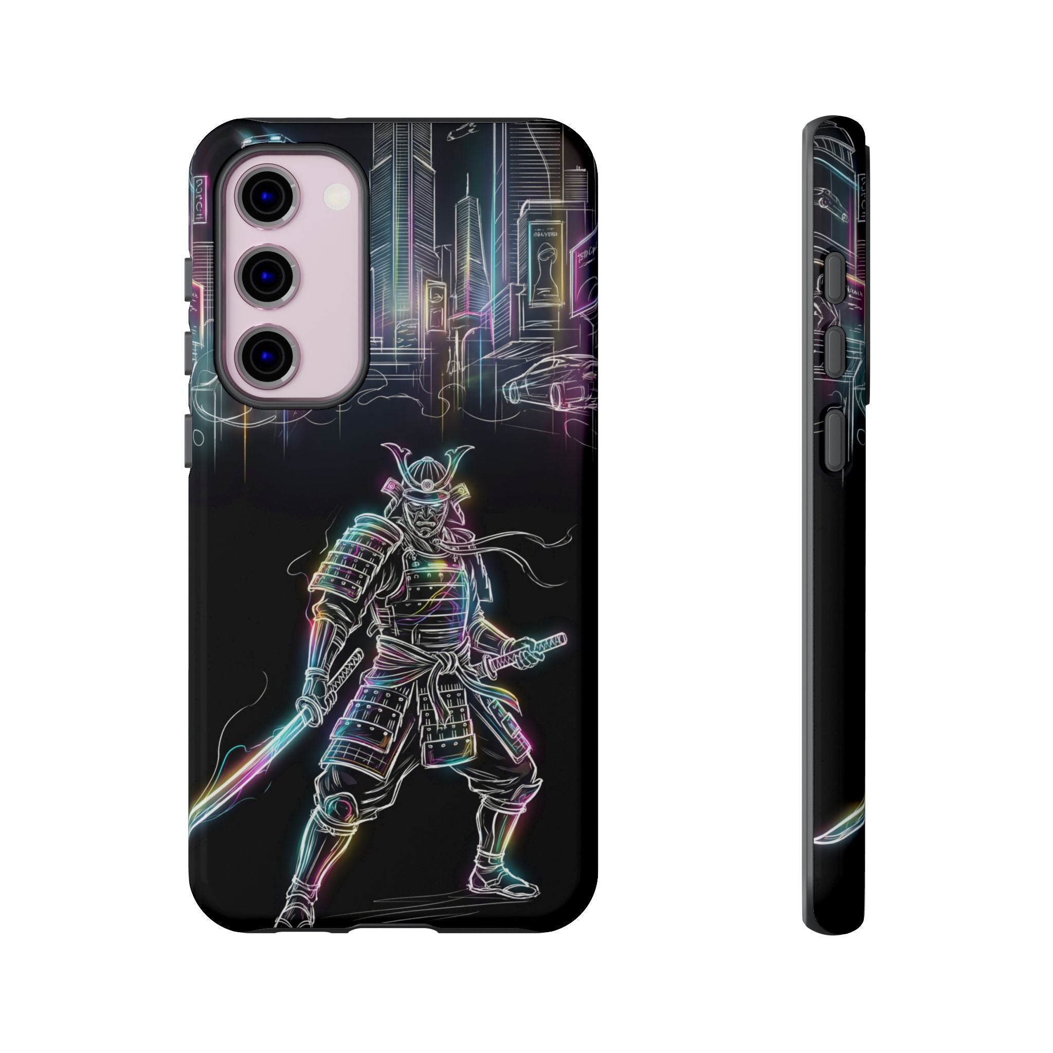 Neon Samurai Samsung Galaxy Phone Case | Cyberpunk City Armor