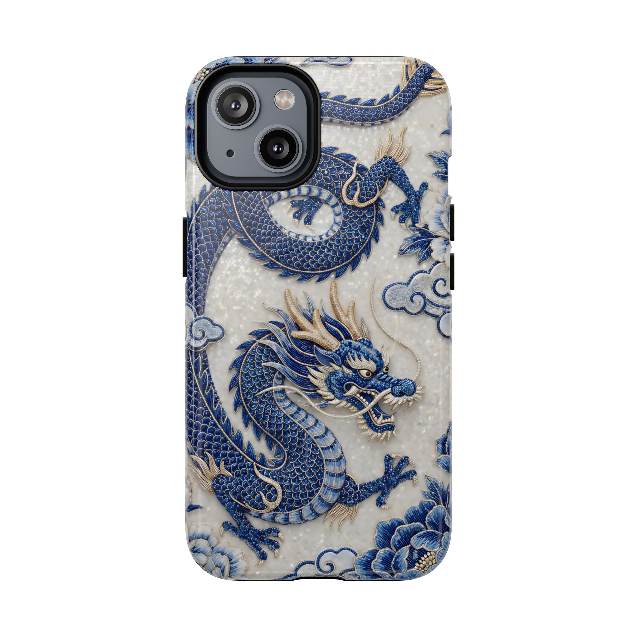 Asian Zodiac Dragon MagSafe iPhone Case V2 | Blue & White Porcelain Luxury Protective Case | Year of the Dragon Gift