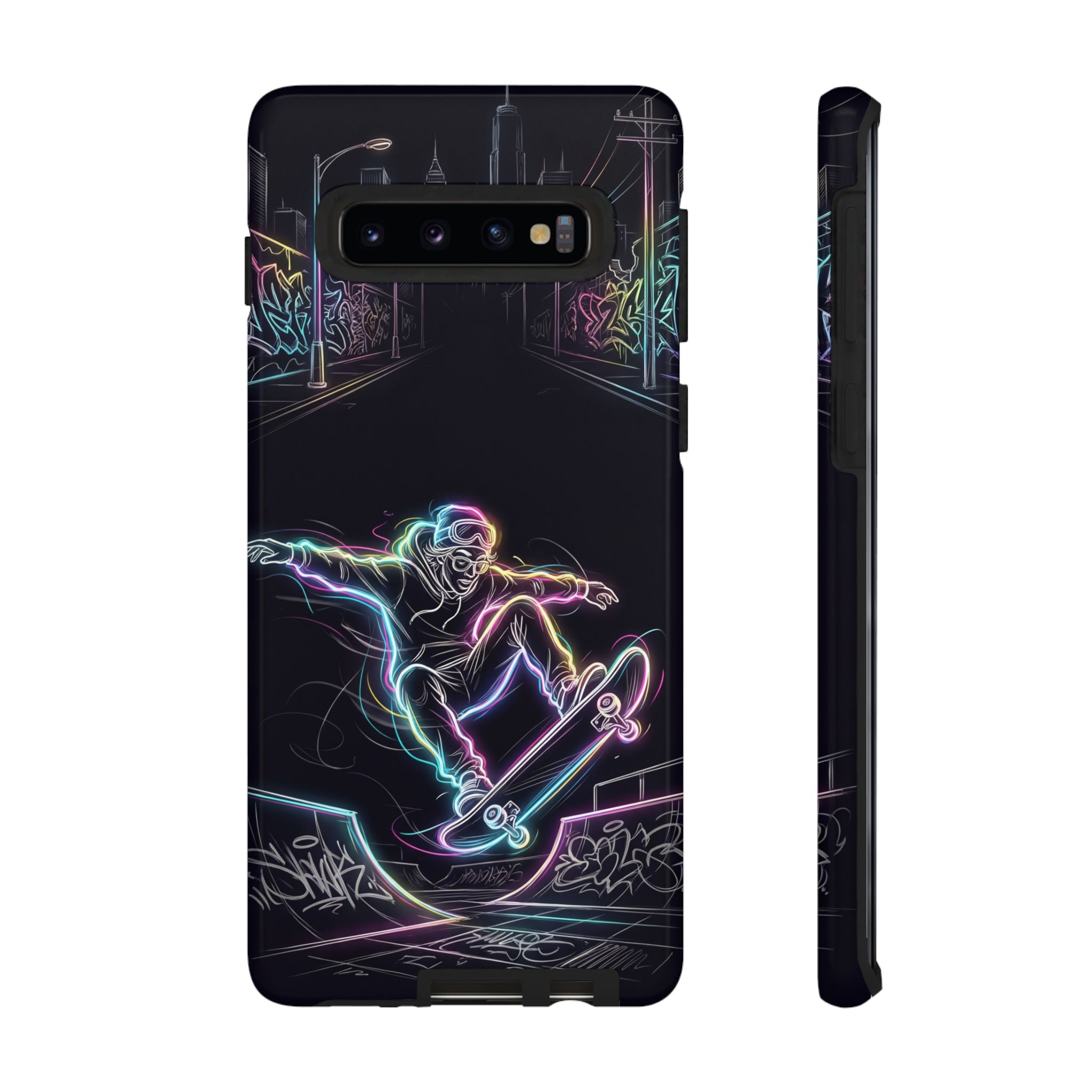 Neon Skateboard Samsung Galaxy Phone Case | Glow Skatepark Protective Cover