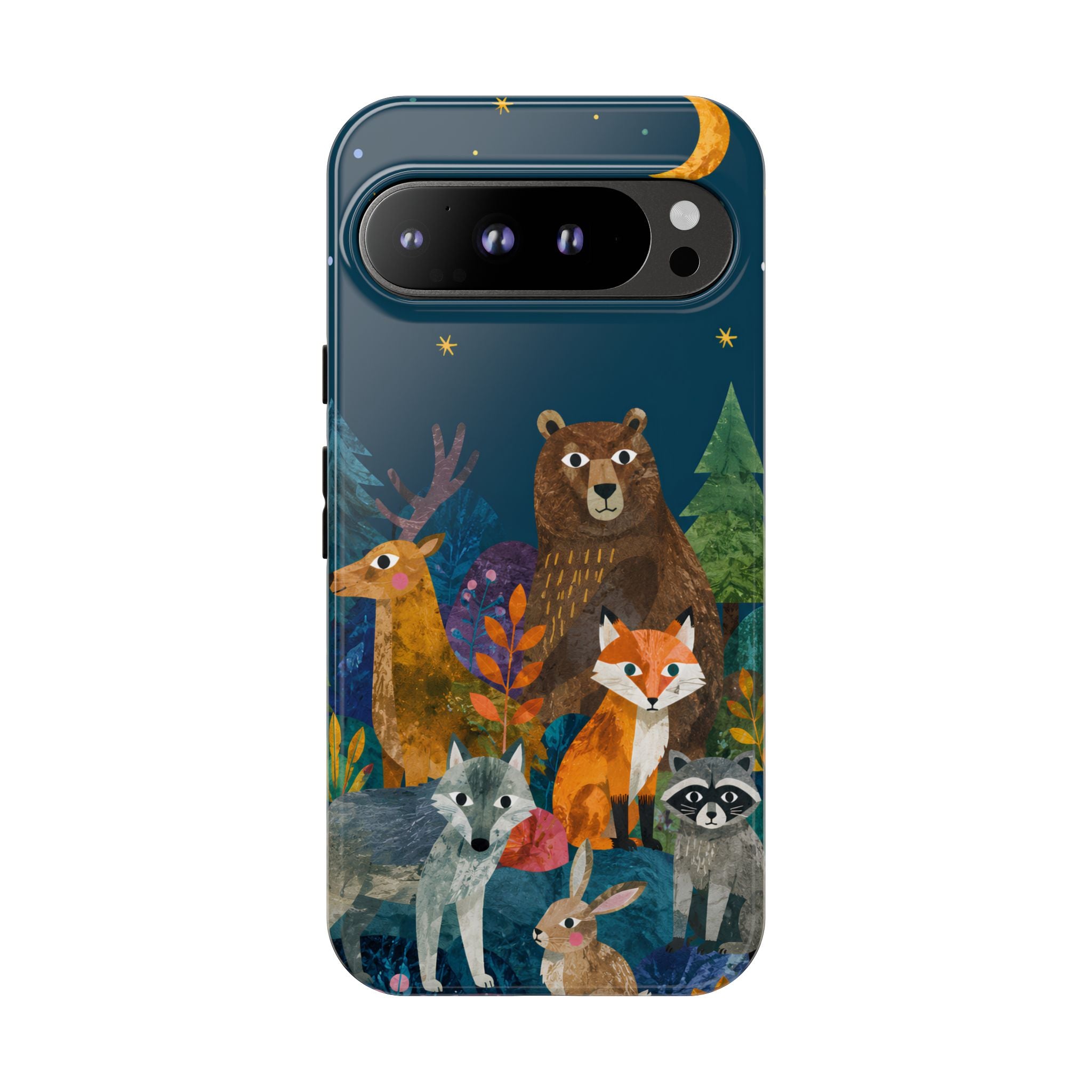 Forest Friends Google Pixel Phone Case | Nighttime Woodland Animals Design