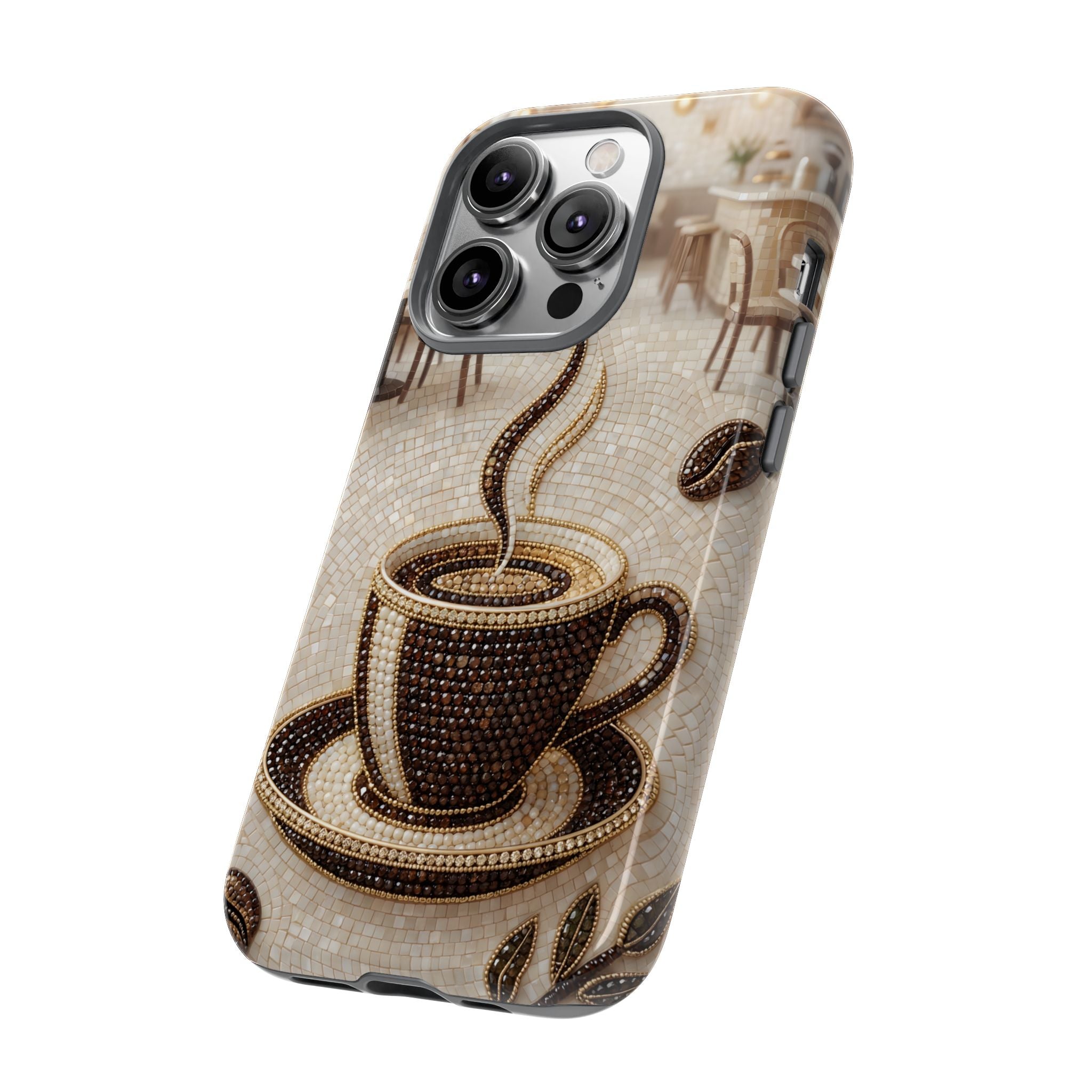 Coffee Mosaic iPhone Case - Steaming Cup Cafe Design