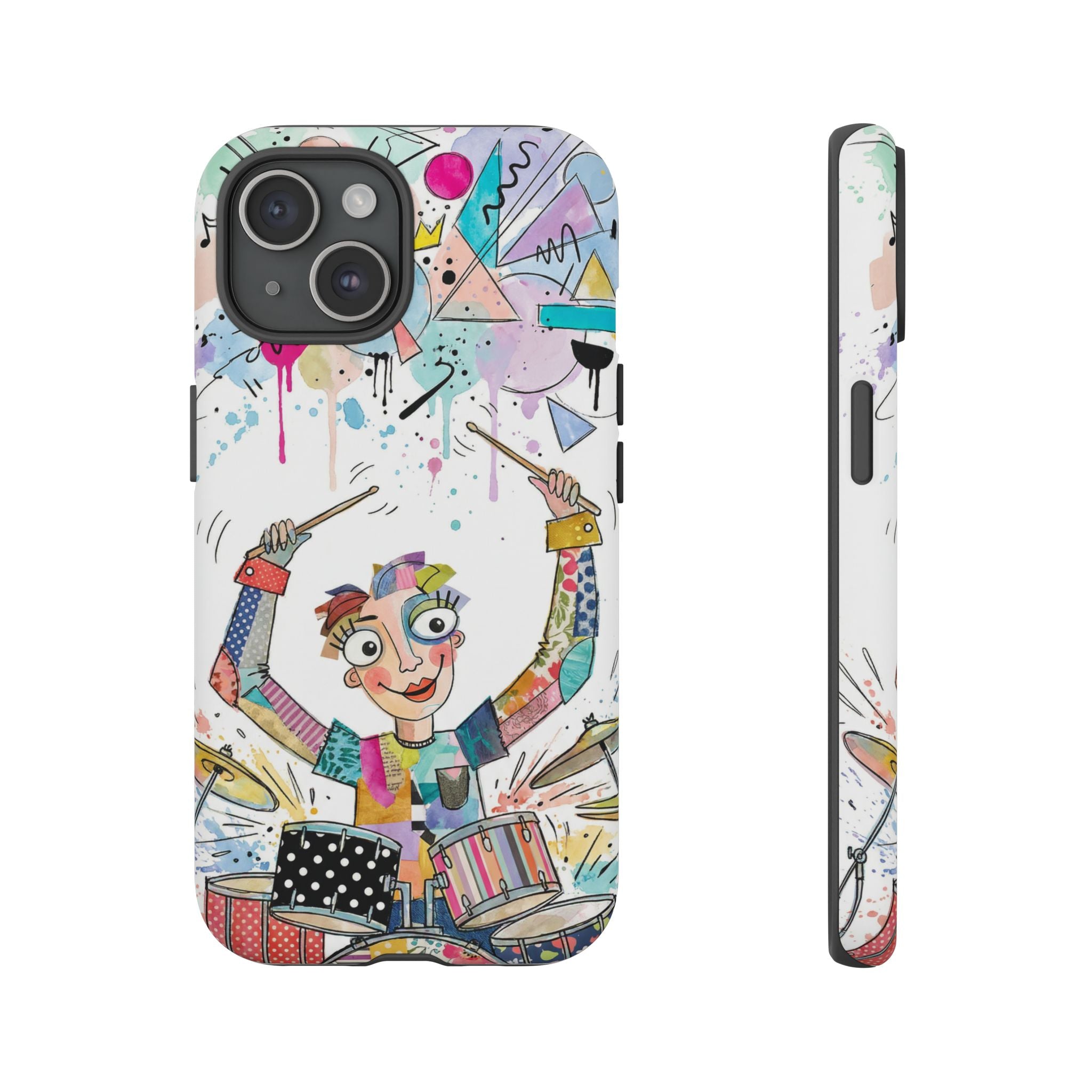 Drummer Boy iPhone Case | Colorful Cartoon Drum Kit Protective Cover