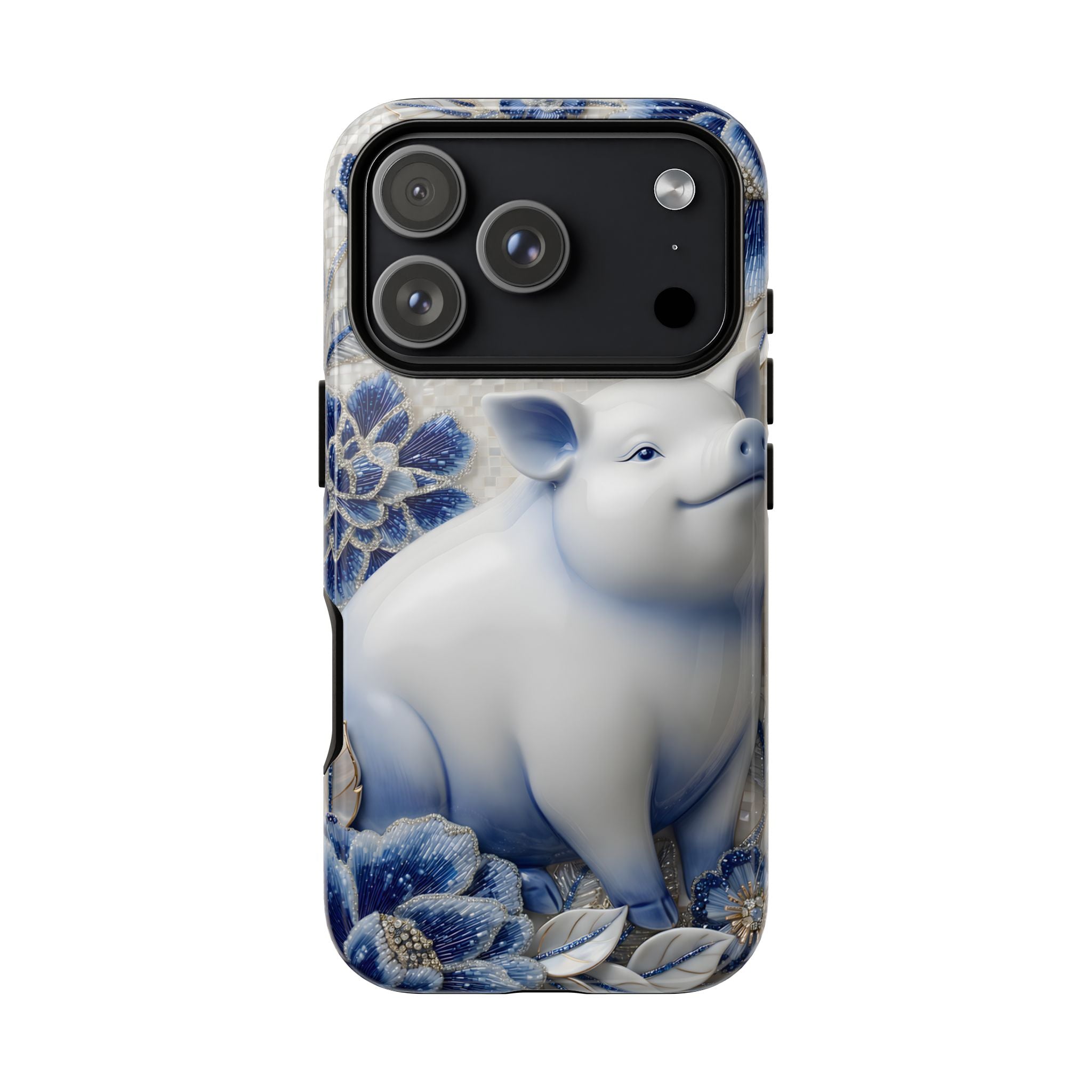 Asian Zodiac Pig iPhone Case | Blue & White Porcelain Slim Protective Shockproof Case| Year of the Pig Gift