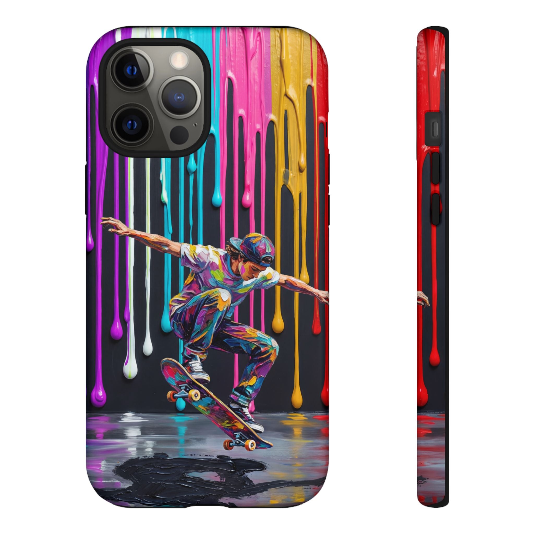 Colourful Drip Art Skateboarder Splash iPhone Case