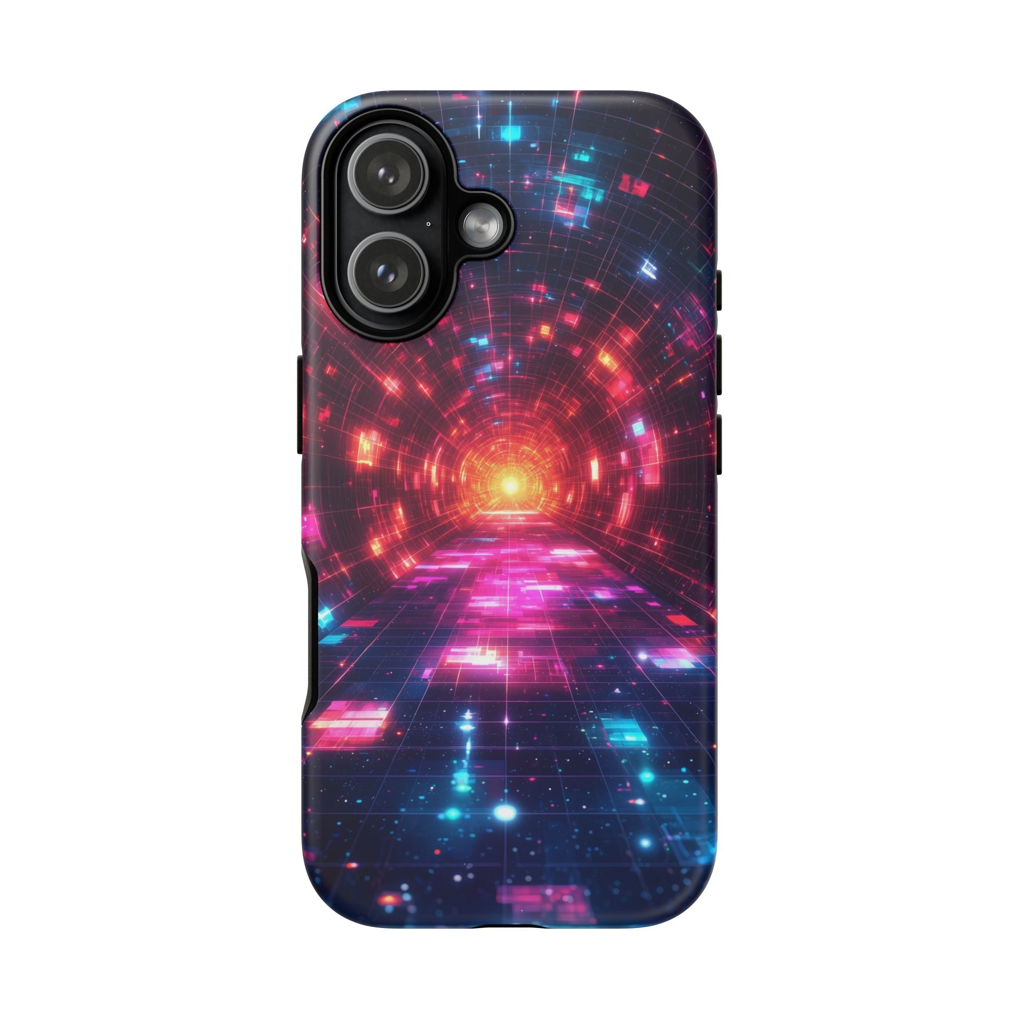 Neon Tunnel Tough iPhone Case — Retro Futuristic Galaxy Design