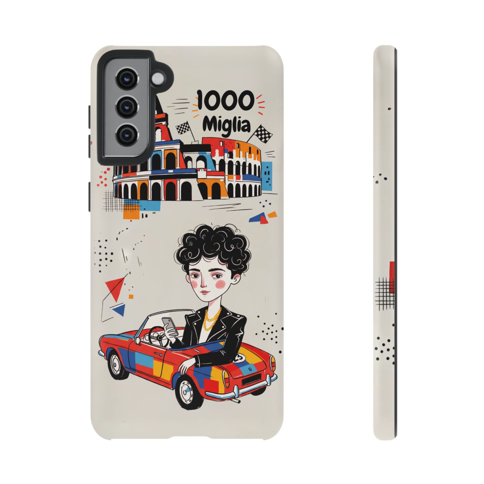Retro Mille Miglia Car Illustration with Driver Samsung Galaxy Phone Case