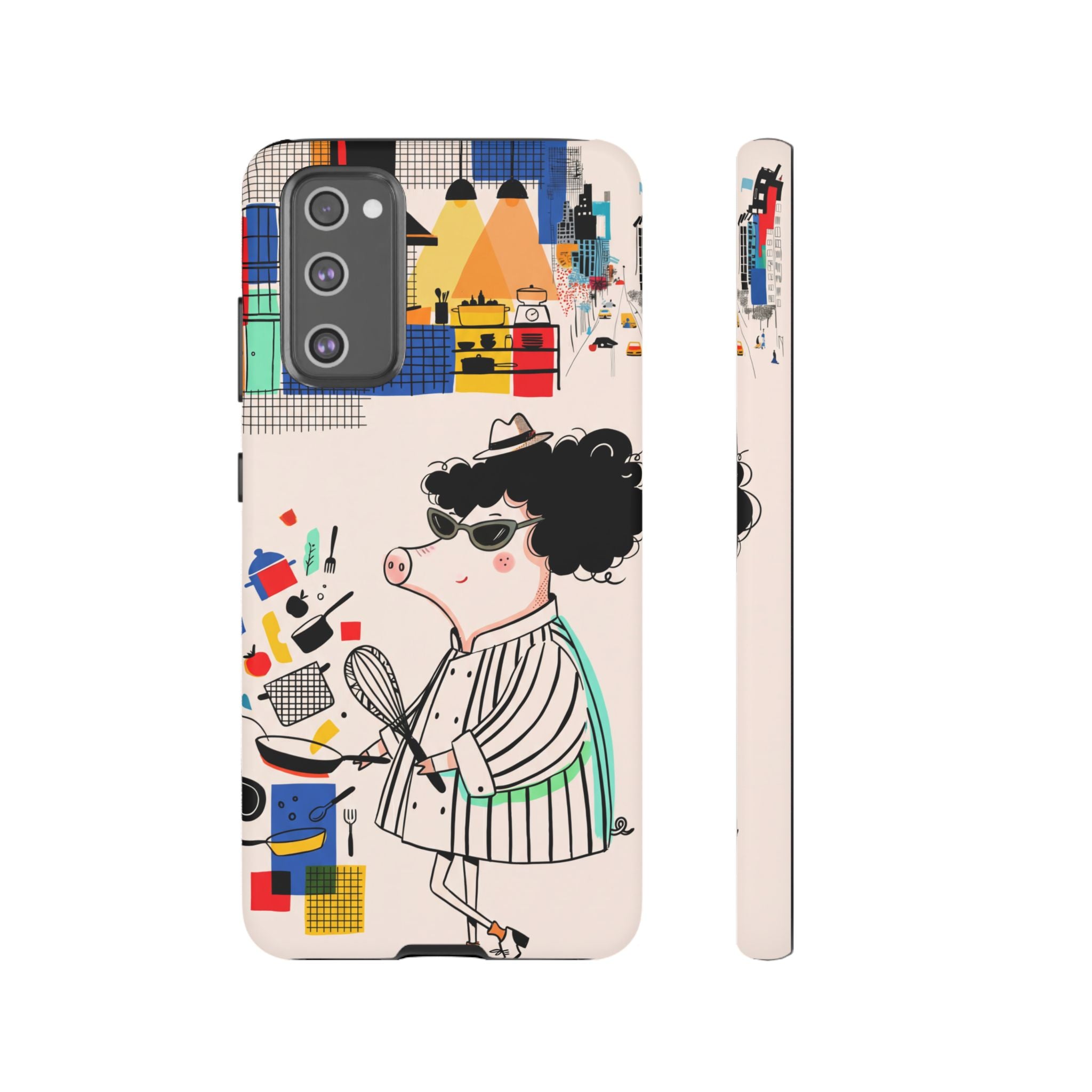 Cute Chef Pig Samsung Galaxy Phone Case | Quirky Cartoon Kitchen Art Tough Case