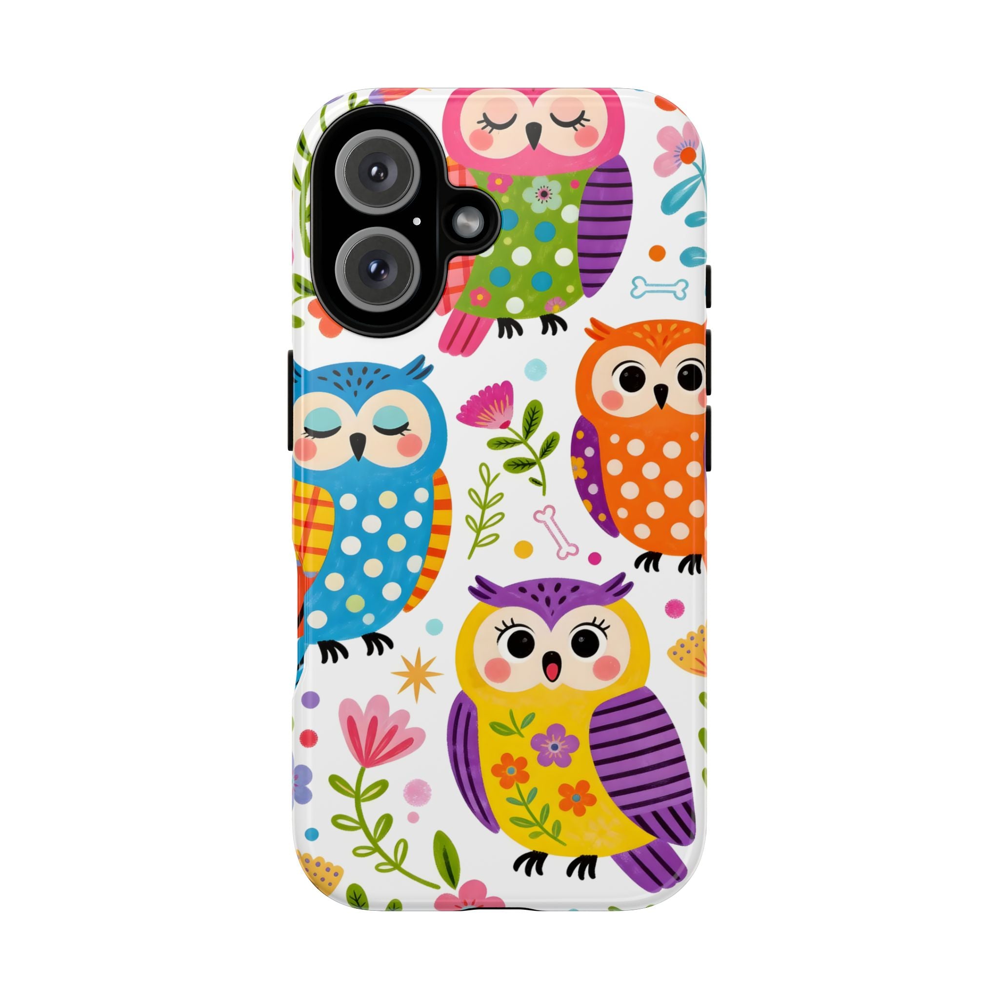 Cute Colorful Owls iPhone Case | Cute Owl Pattern Tough Case