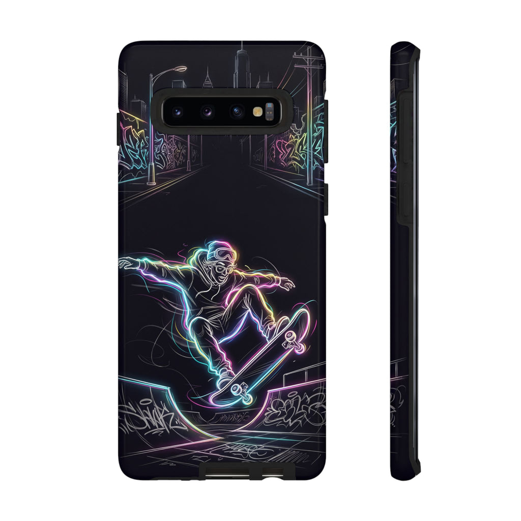 Neon Skateboard Samsung Galaxy Phone Case | Glow Skatepark Protective Cover