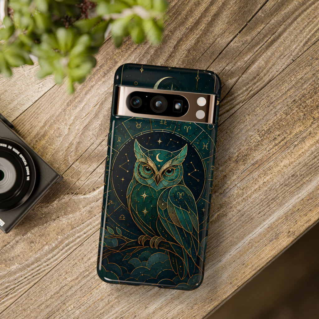Moonlit Owl Google Pixel Phone Case | Stained Glass Owl Phone Case
