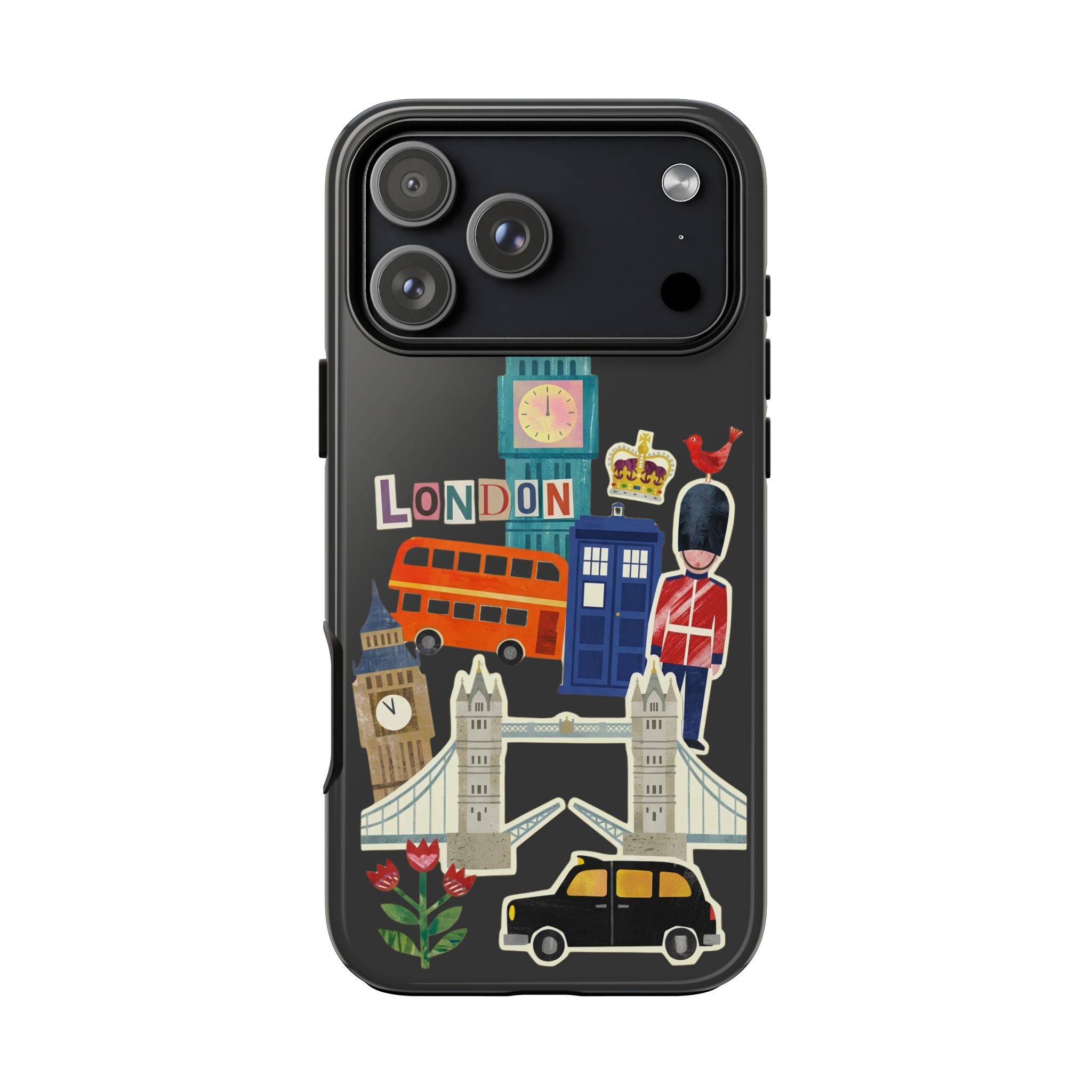 London Travel iPhone Case Aesthetic Sticker Collage Cute Retro City Cover