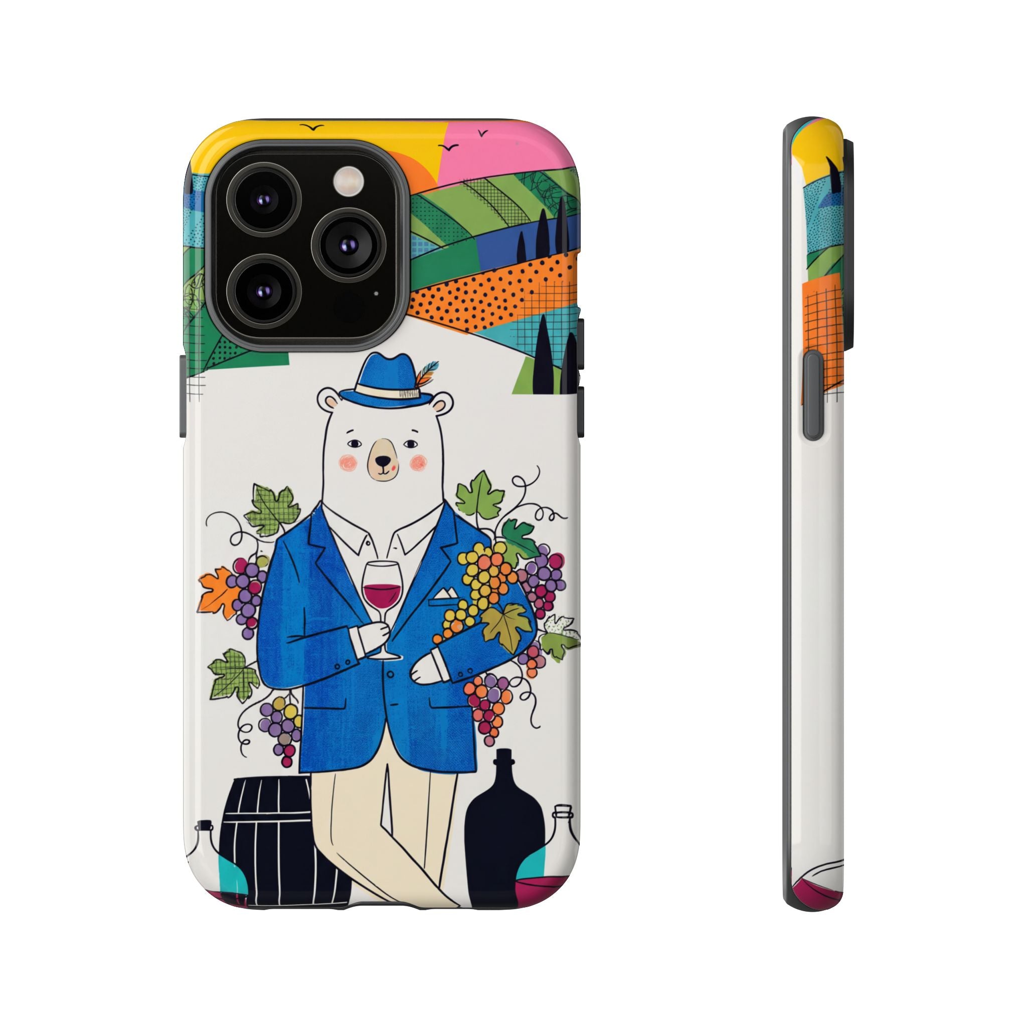 Dapper Polar Bear Wine Lover Illustrated Protective iPhone Case