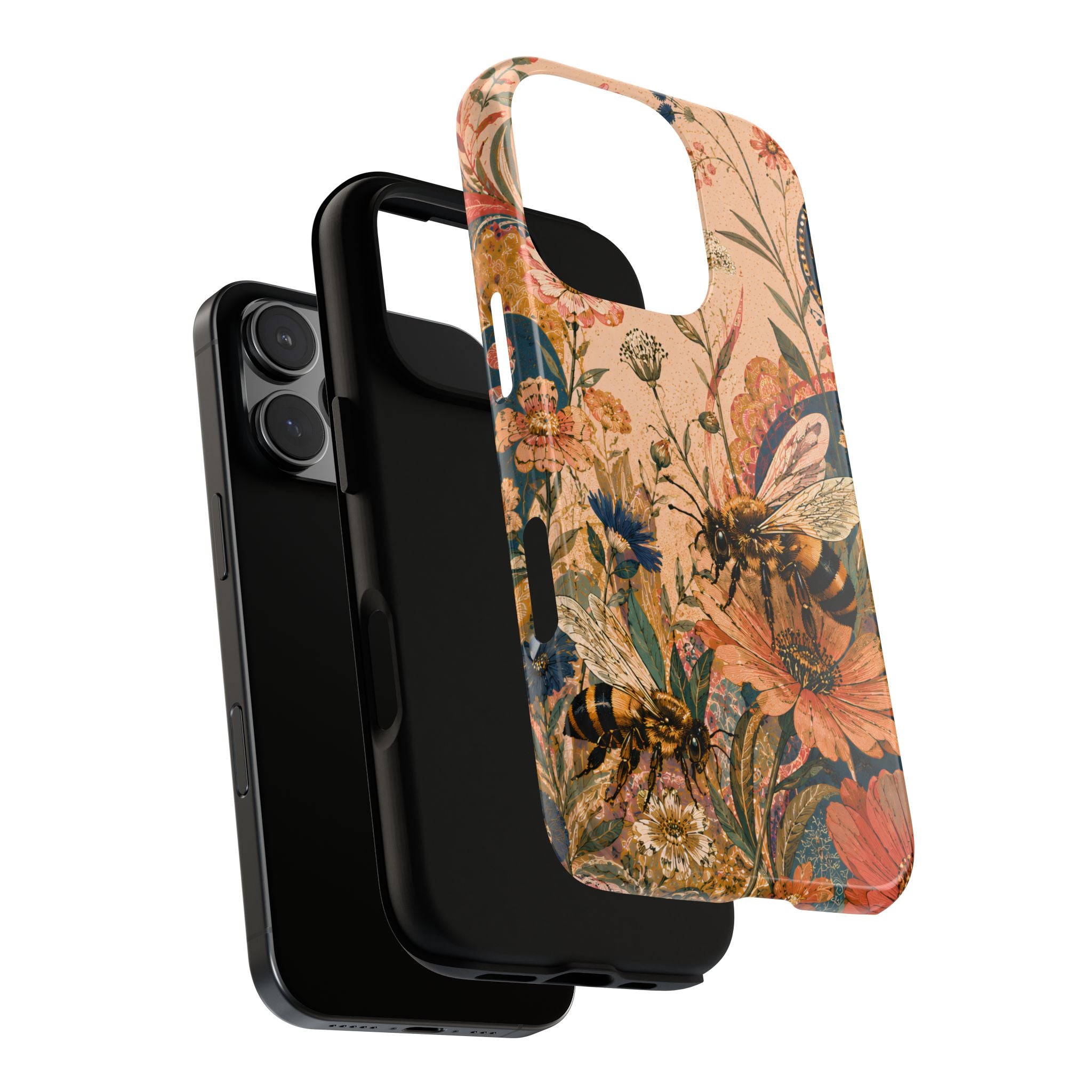 Honeybee Tough iPhone Case | Vintage Botanical Flower Cover