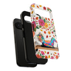 Autumn Floral Pilates Google Pixel Phone Case | Colorful Rainbow Pilates Cat on Falling Leaves