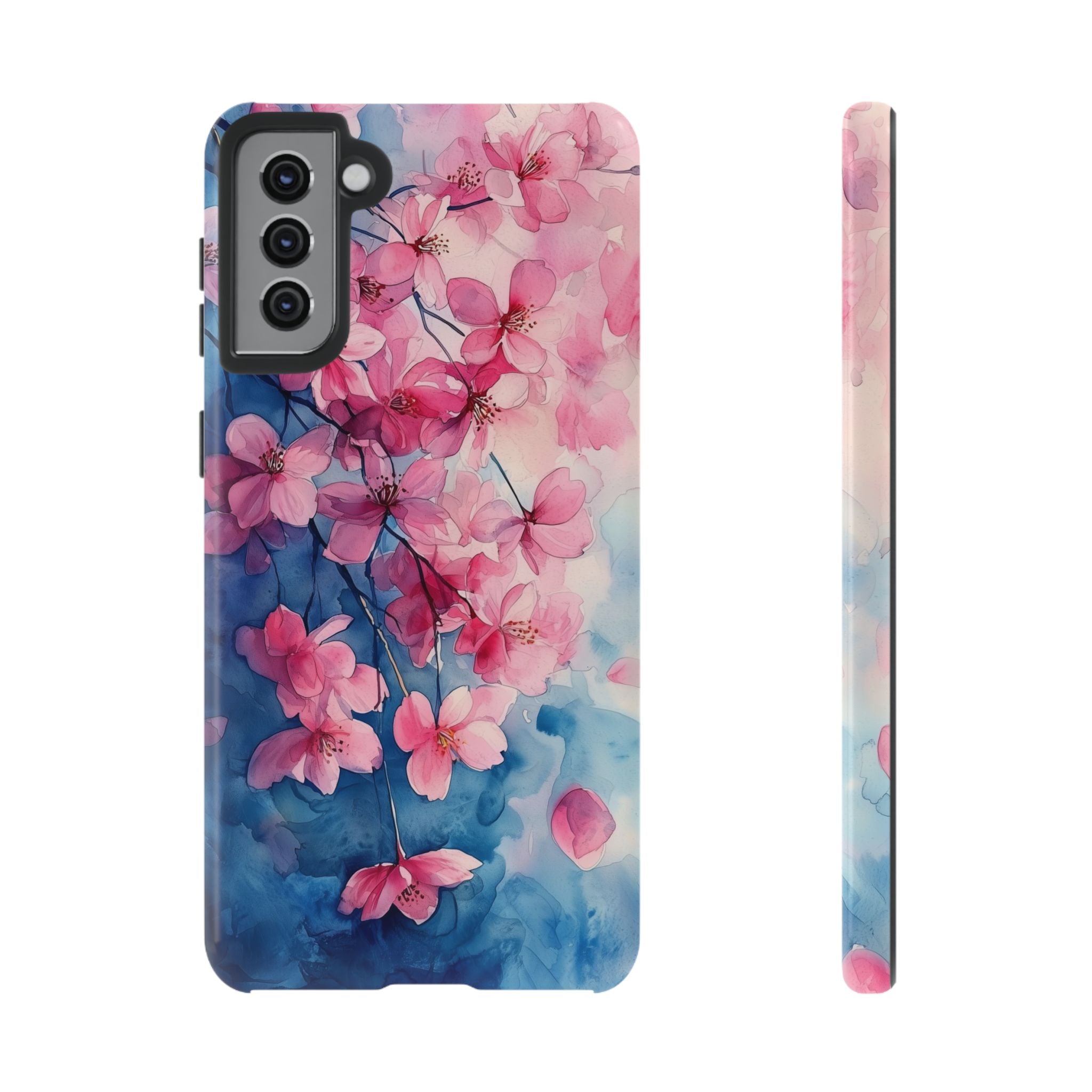 Floral Cherry Blossom Samsung Galaxy Case | Pink Blue Watercolour