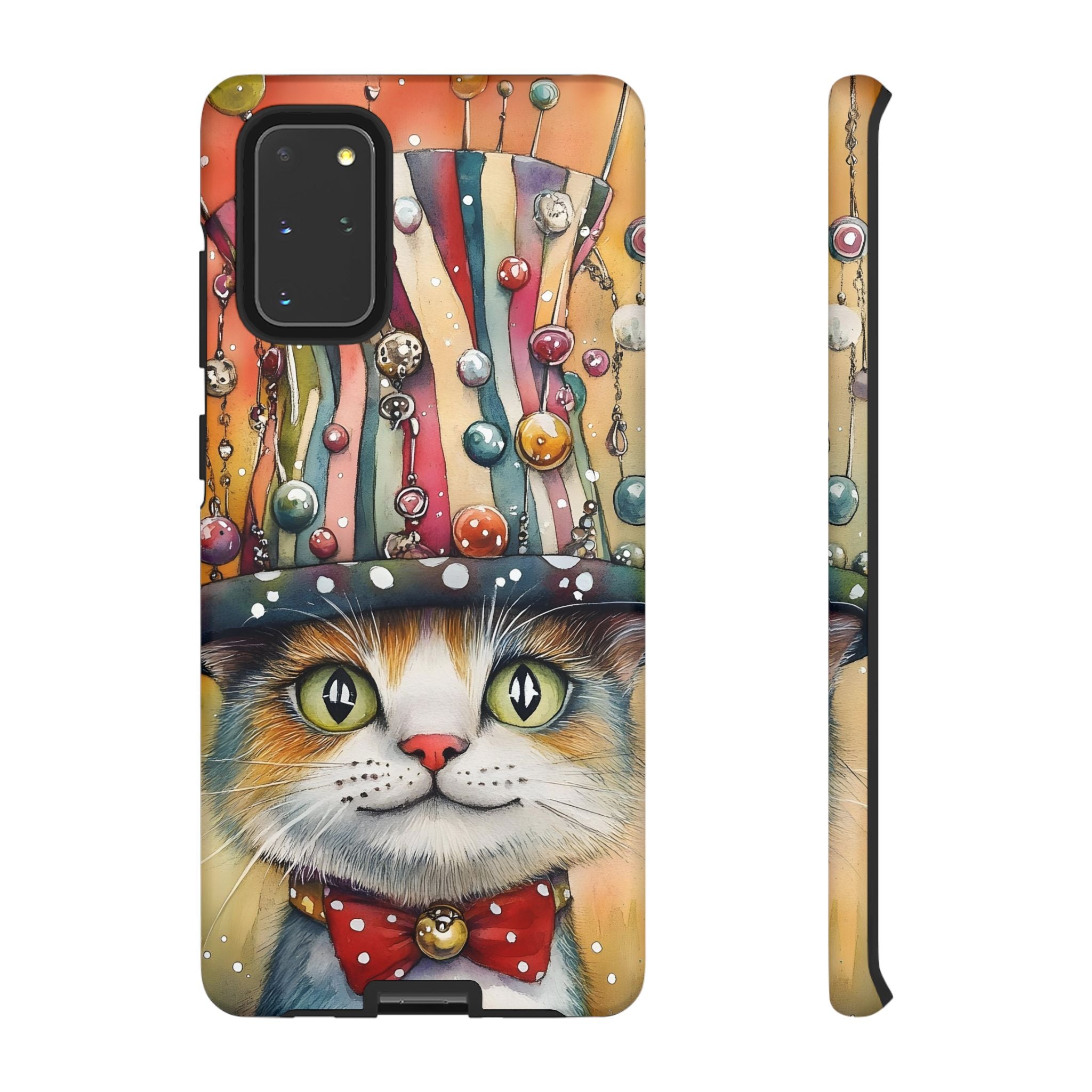 Cat in Colourful Top Hat Samsung Galaxy Case — Whimsical Cat Art iPhone Case